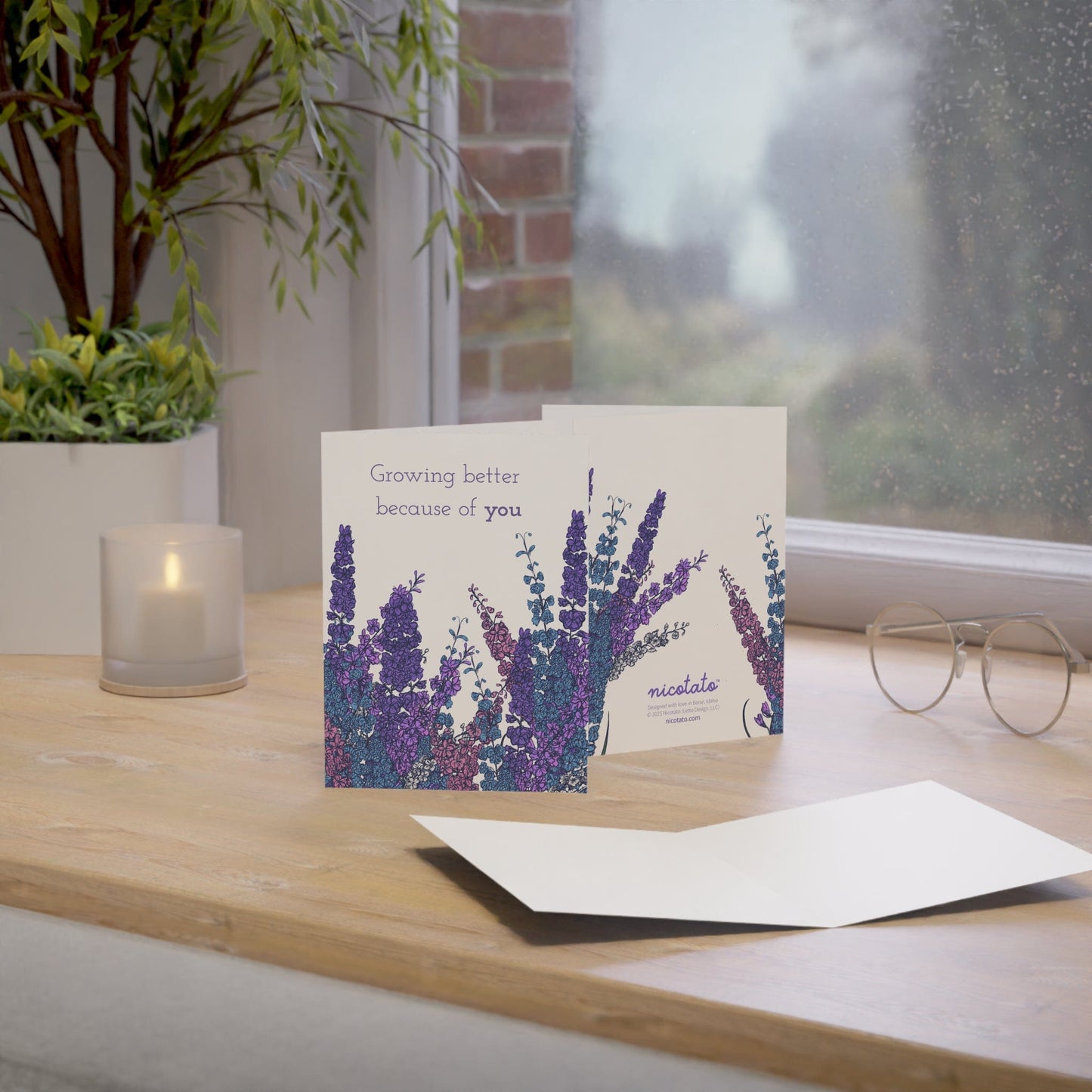 Growing Better Because of You – Larkspur Greeting Card