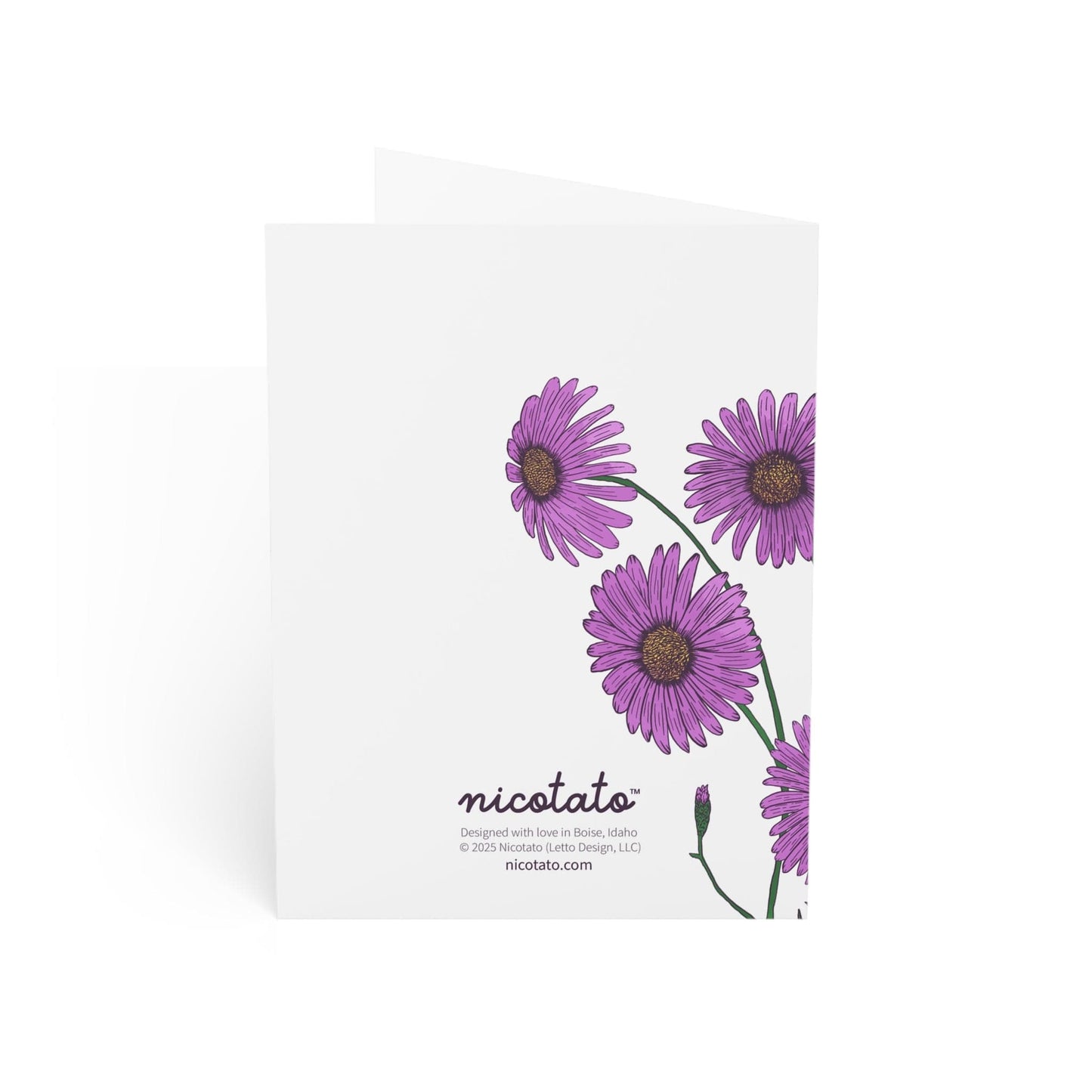 Thank you for helping me grow - Greeting Card featuring hand drawn Aster Flowers
