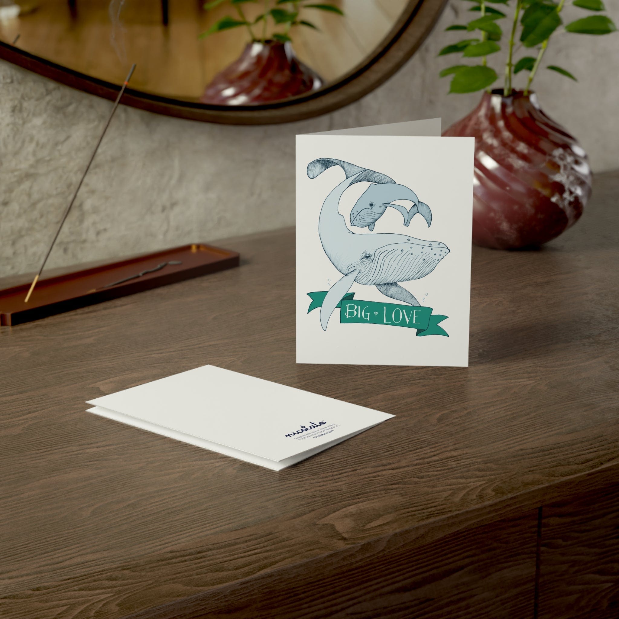 Big Love – Whale Greeting Card (Green Banner)