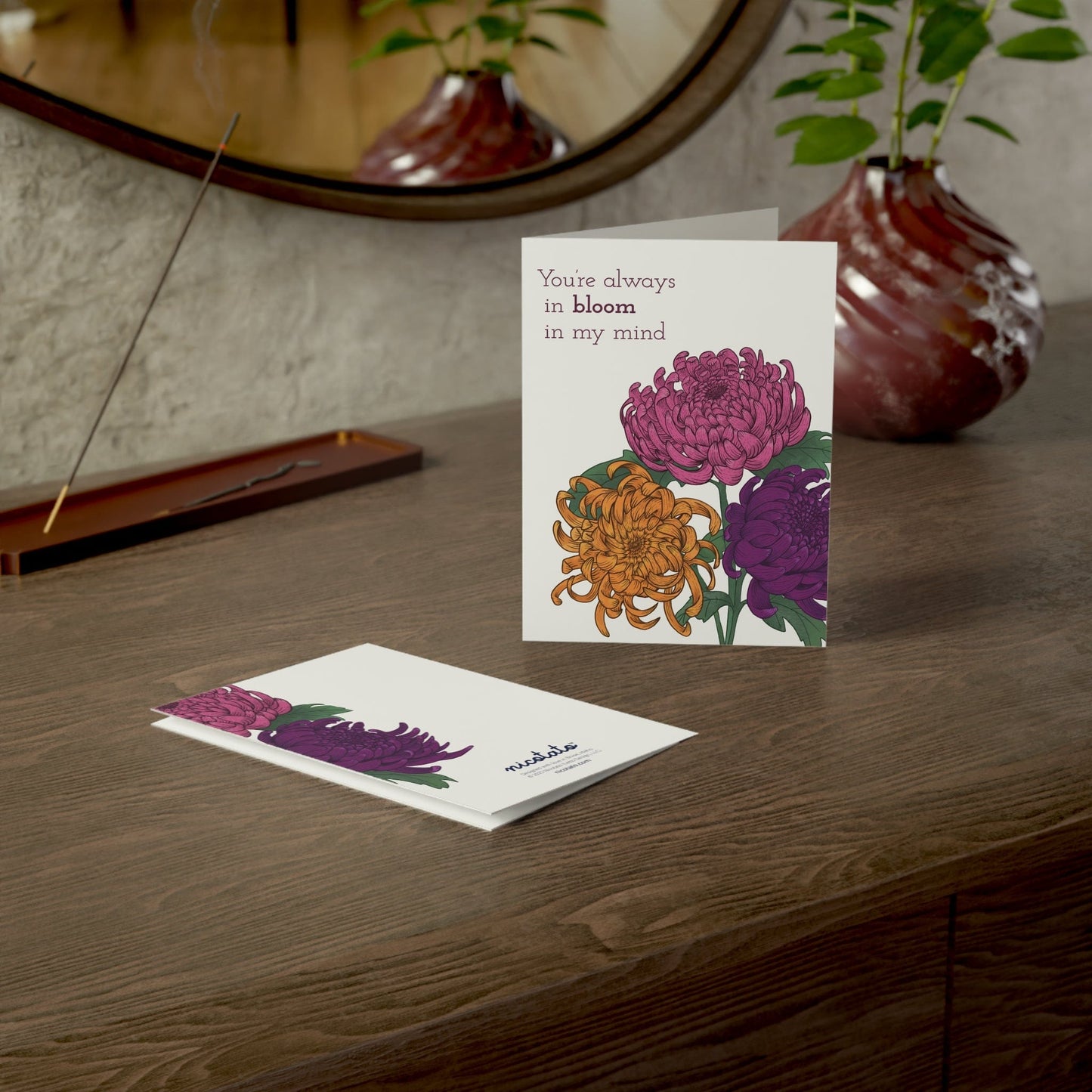 You're Always in Bloom in my Mind - Greeting Card featuring hand drawn Chrysanthemum
