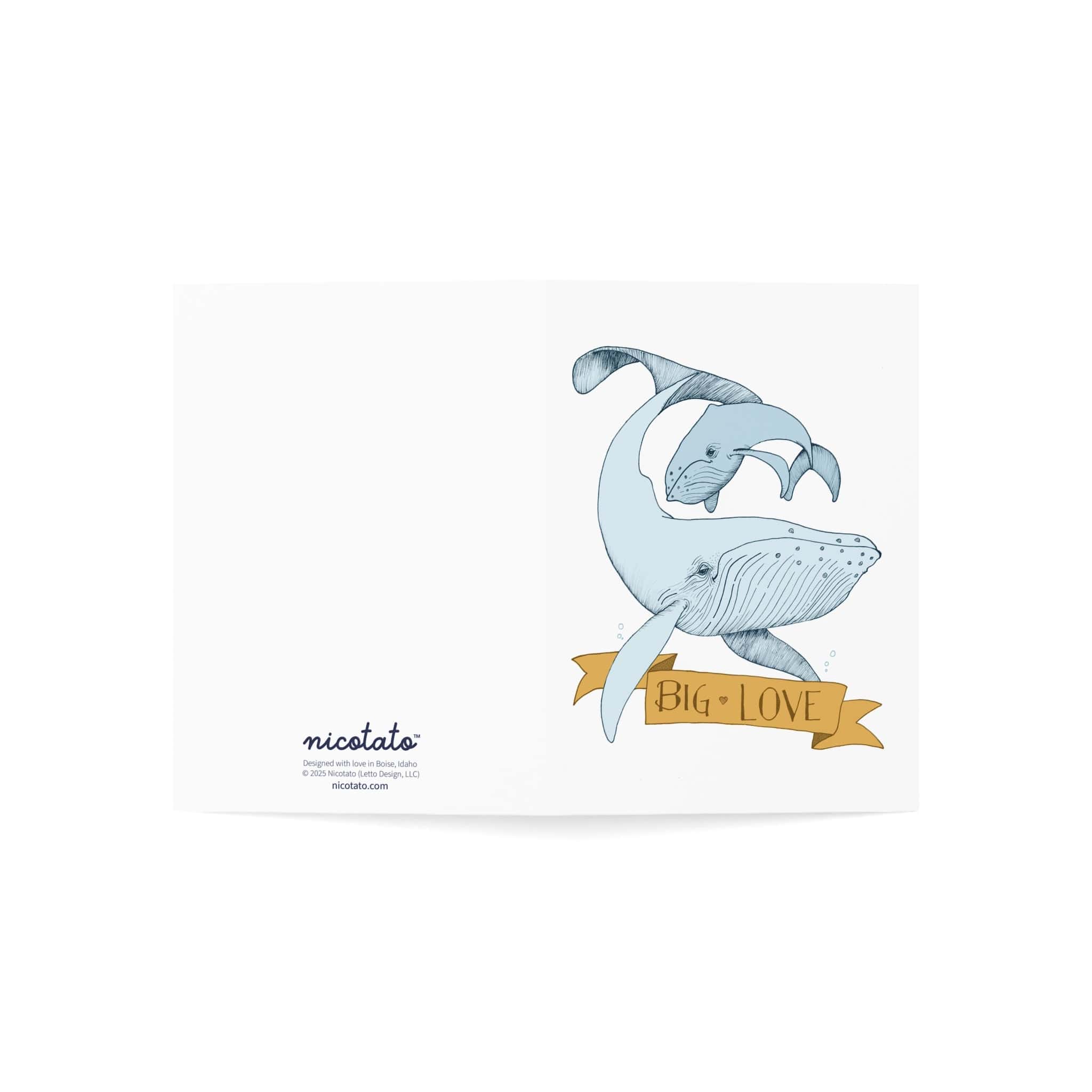 Big Love – Whale Greeting Card (Yellow Banner)