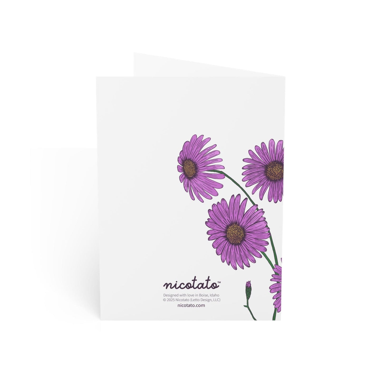 Thank you for helping me grow - Greeting Card featuring hand drawn Aster Flowers