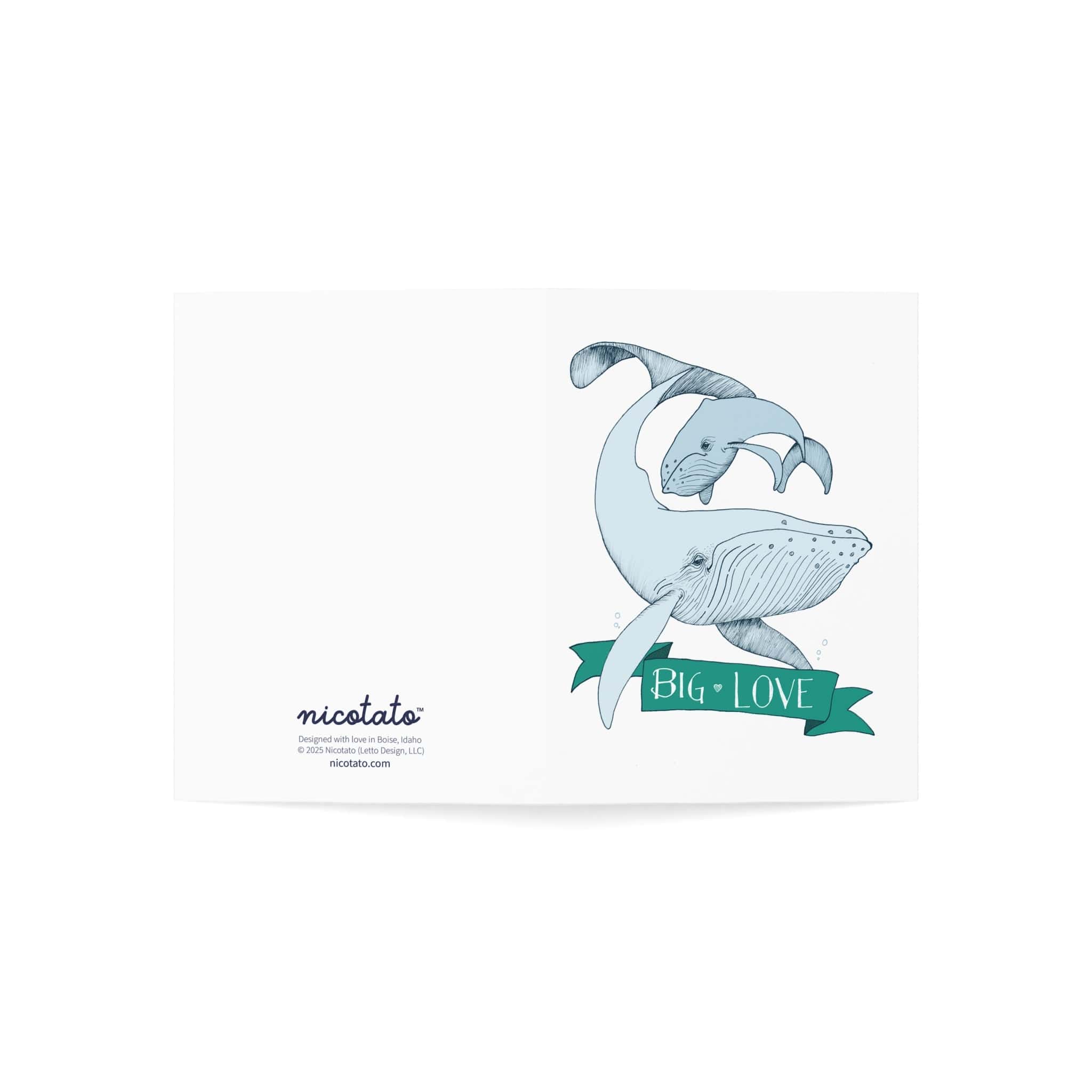 Big Love – Whale Greeting Card (Green Banner)