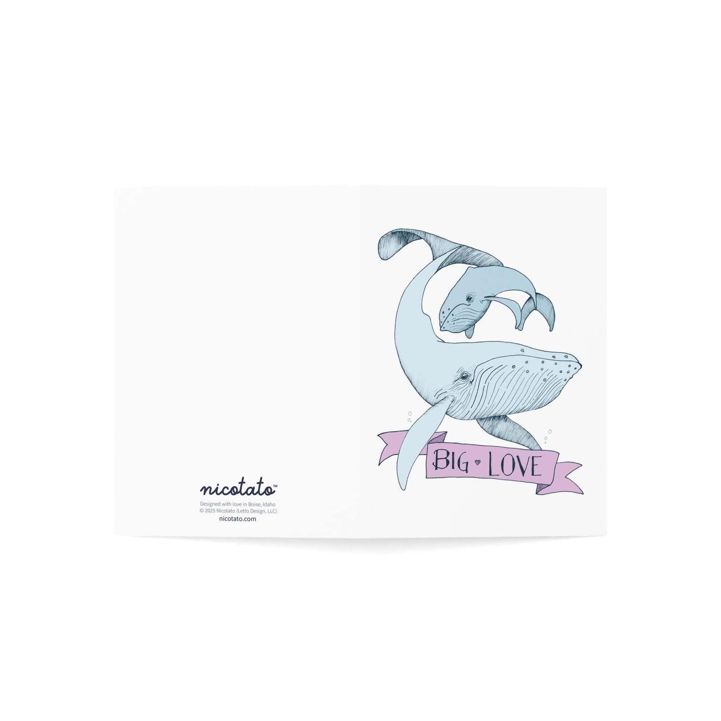 Big Love – Whale Greeting Card (Pink Banner)