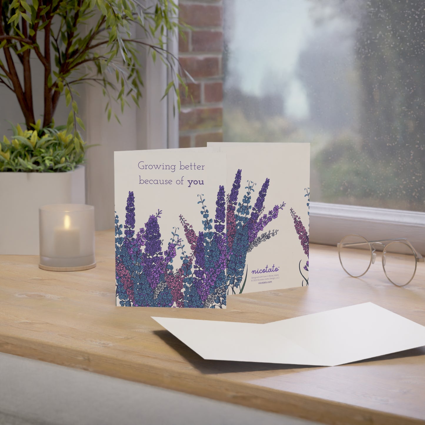 Growing Better Because of You – Larkspur Greeting Card