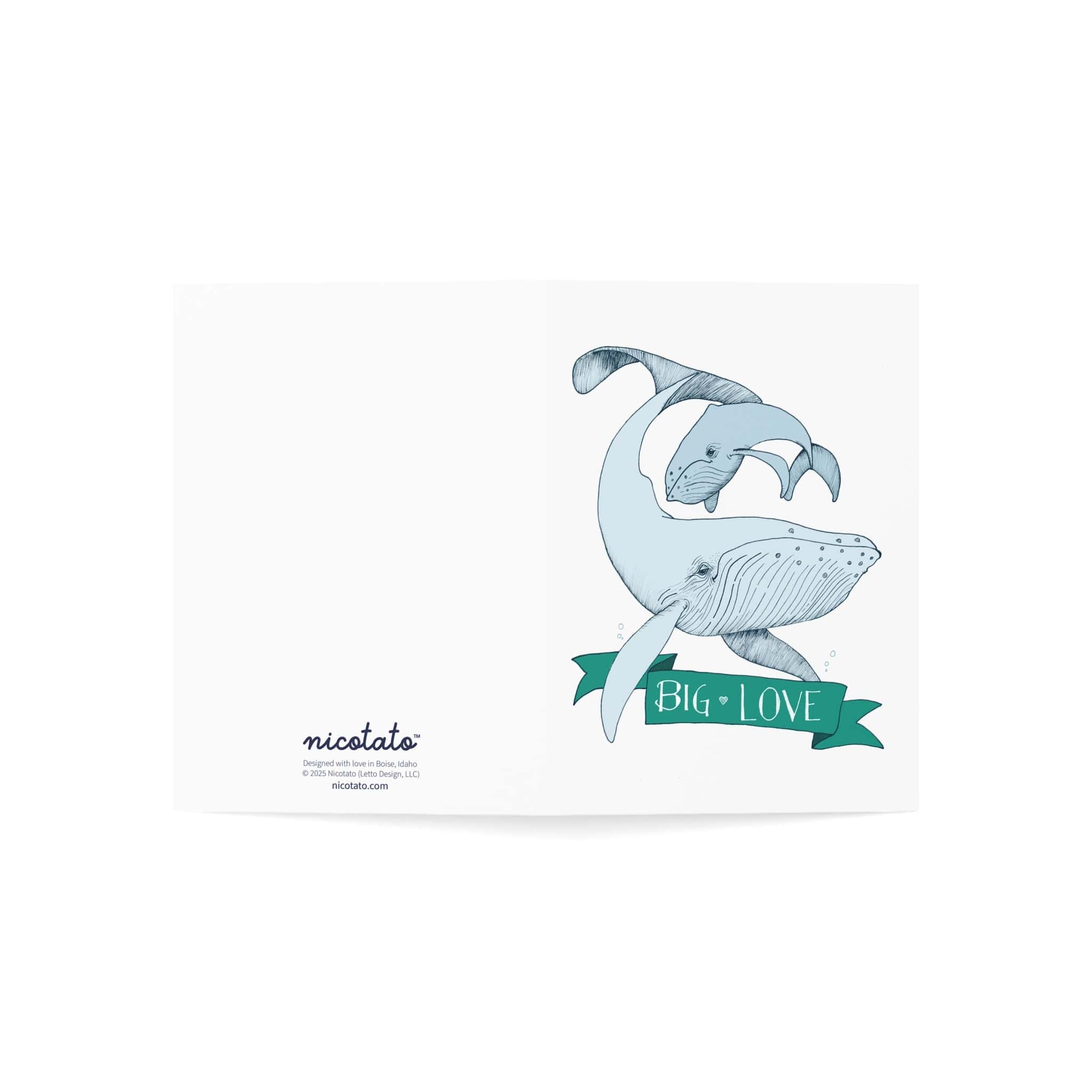 Big Love – Whale Greeting Card (Green Banner)