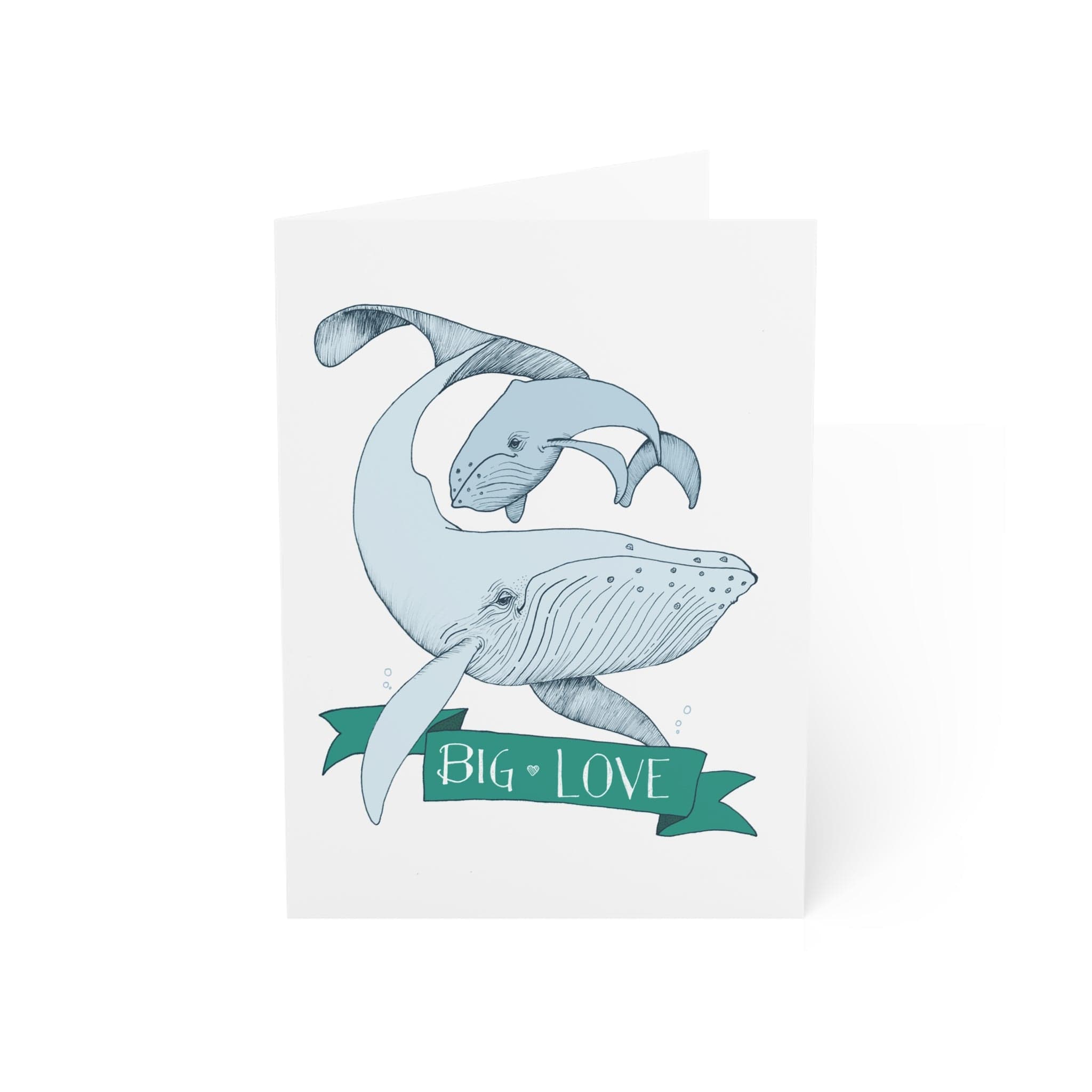 Big Love – Whale Greeting Card (Green Banner)