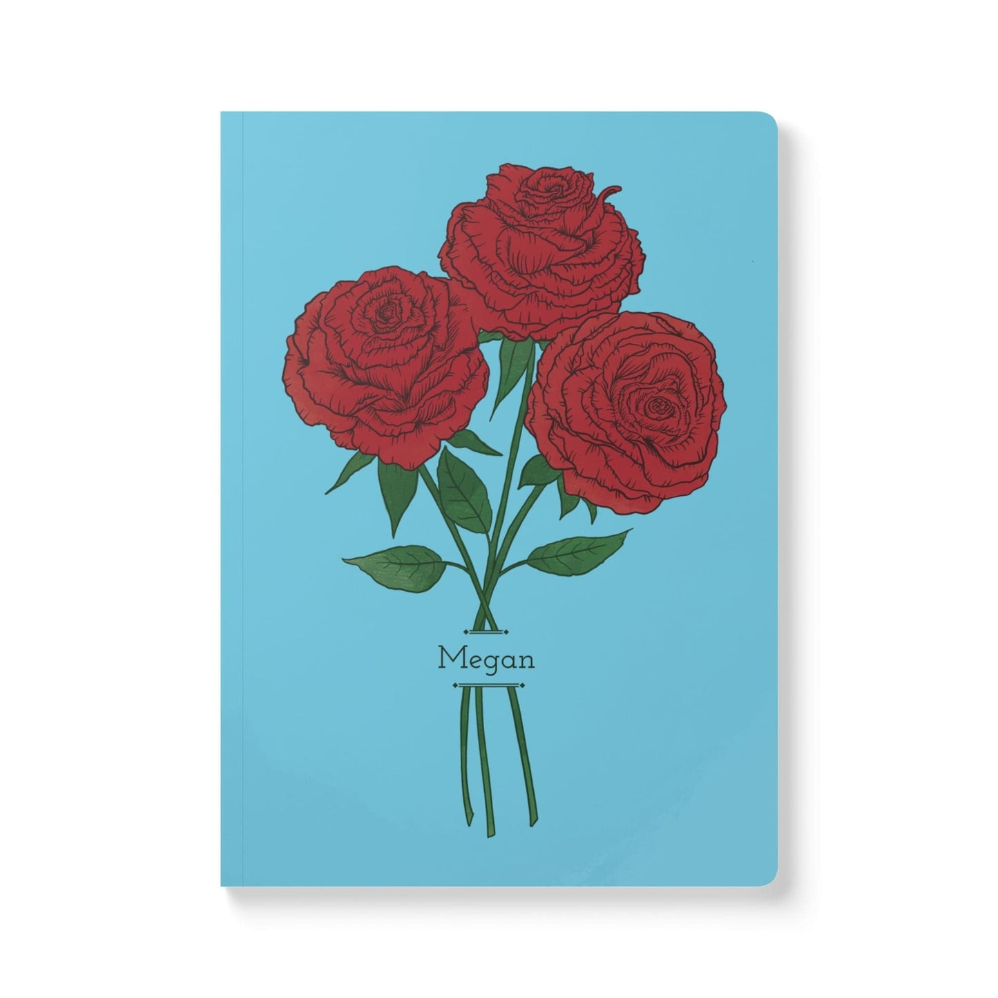 Paper products 200 pages (100 sheets) / Ruled line / 5.75" x 8" Rose Flower Journal - June Birth flower - Personalizable Softcover Journal