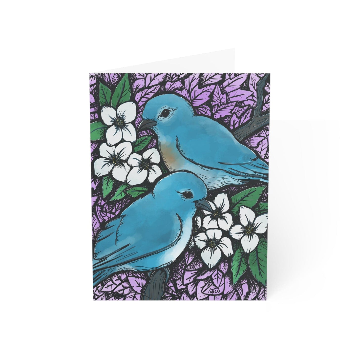 Paper products 4.6" x 6.25" (Vertical) / Coated (one side) / 10 pcs Idaho Mountain Bluebirds and Syringa Flowers