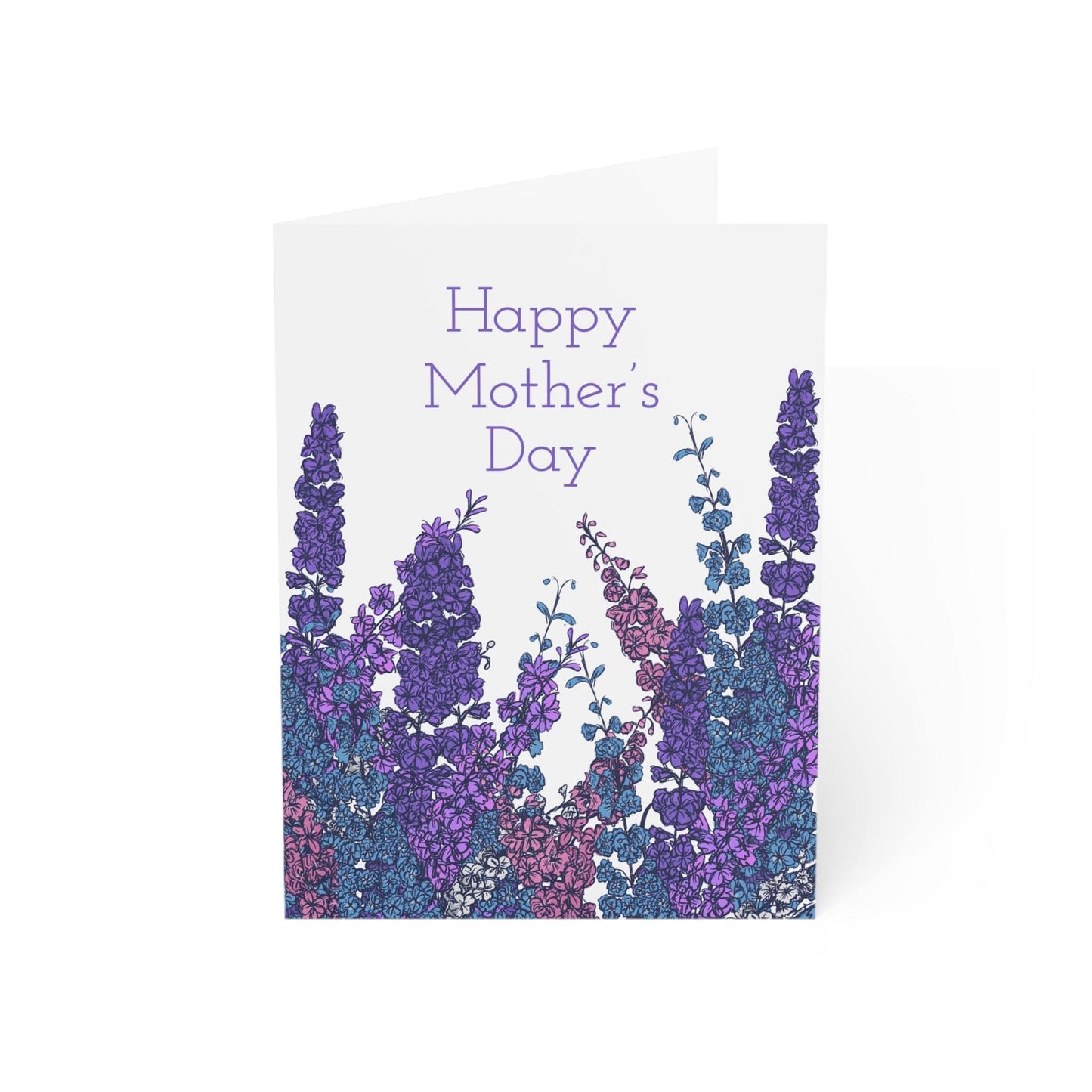 Paper products 4.6" x 6.25" (Vertical) / Matte / 10 pcs Mother's Day Larkspur Flower Greeting Cards