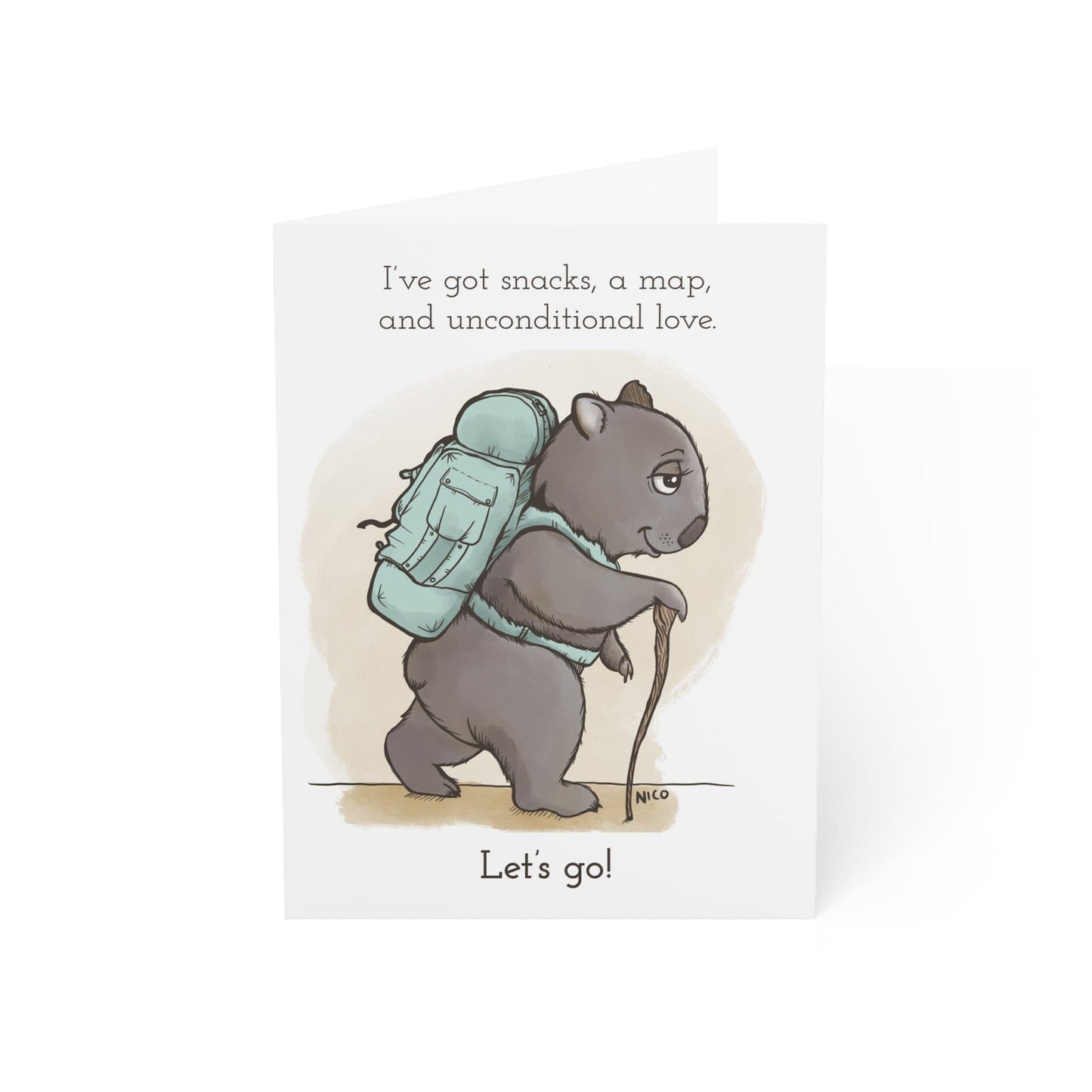 Paper products 4.6" x 6.25" (Vertical) / Matte / 30 pcs Wombat Adventure Greeting Card