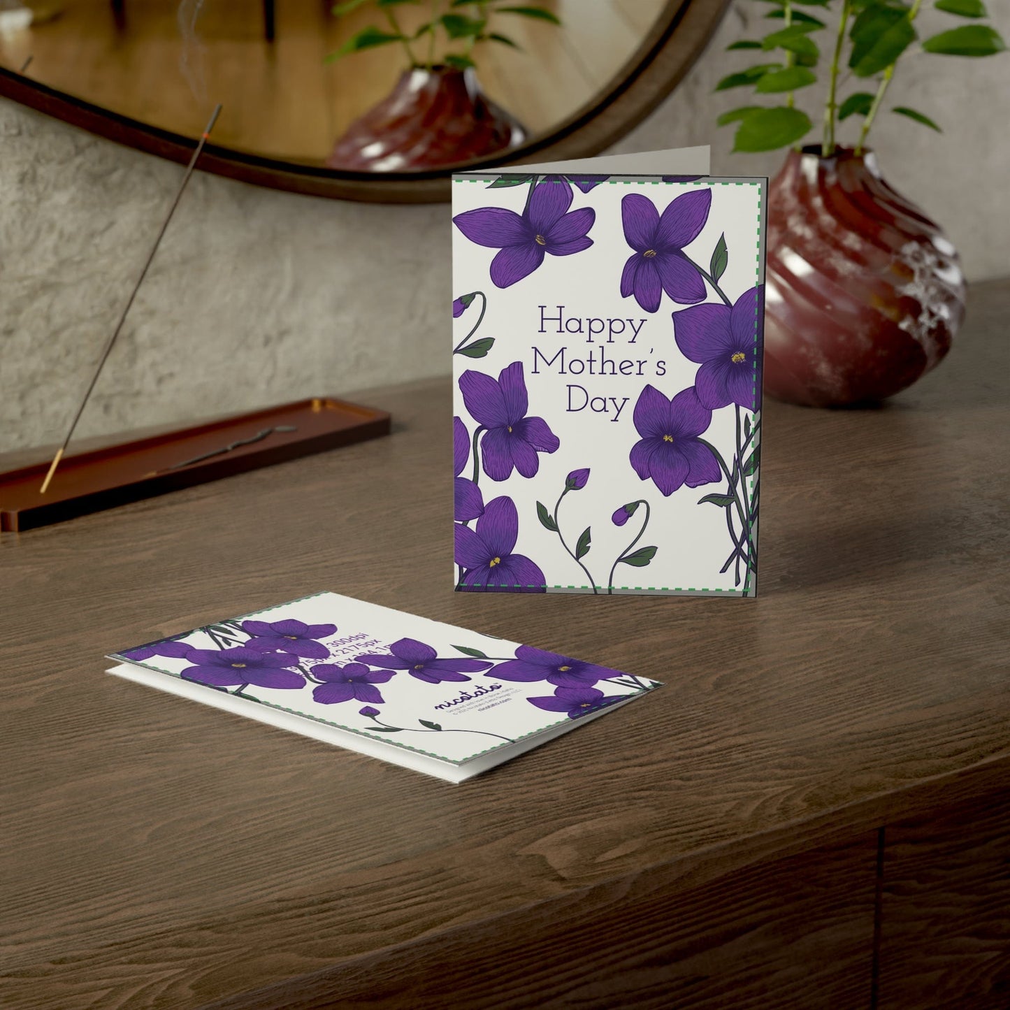 Paper products 5" x 7" (Vertical) / Matte / 1 pc Mother's Day Violets Greeting Cards