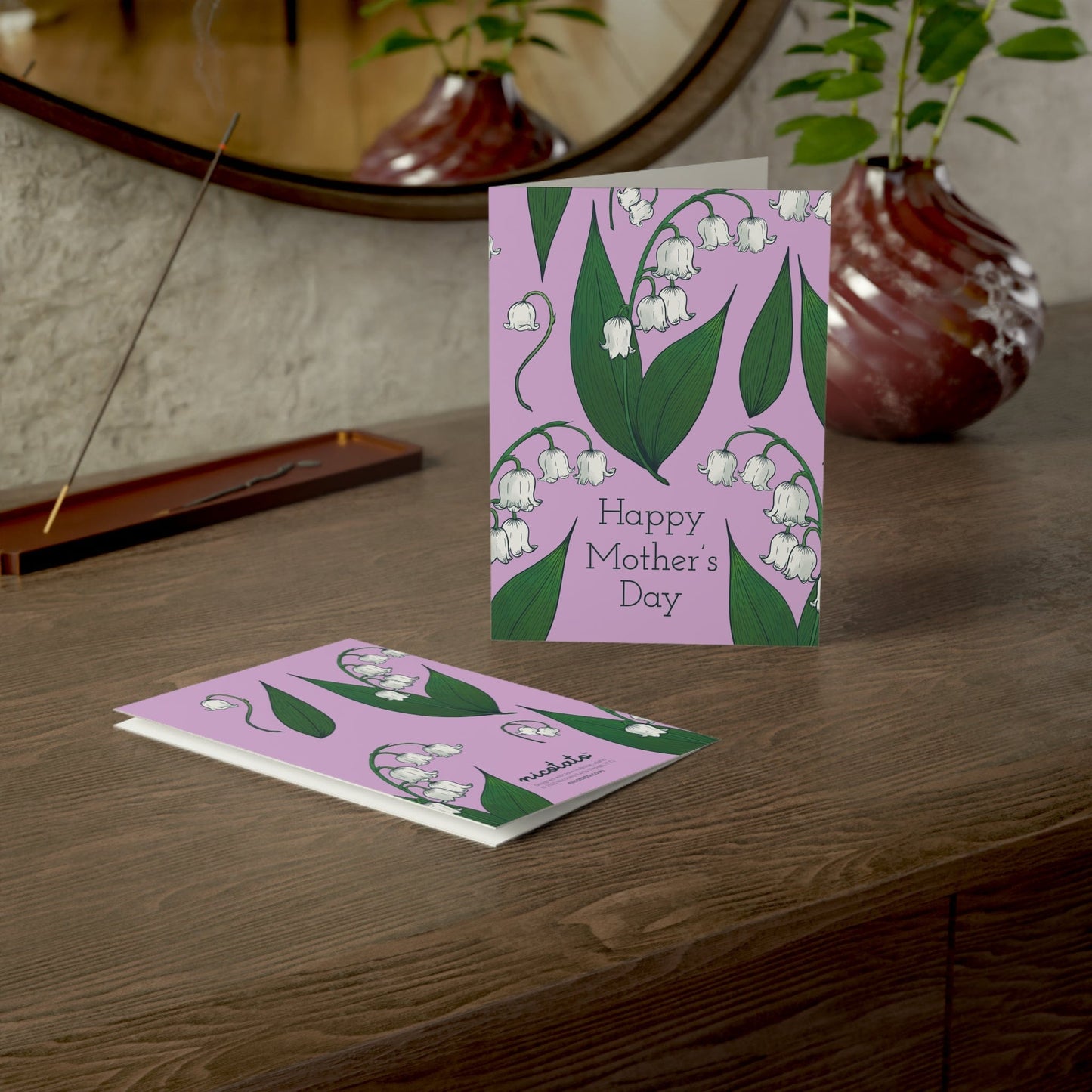 Paper products 5" x 7" (Vertical) / Uncoated / 1 pc Mother's Day Lily of the Valley Greeting Cards