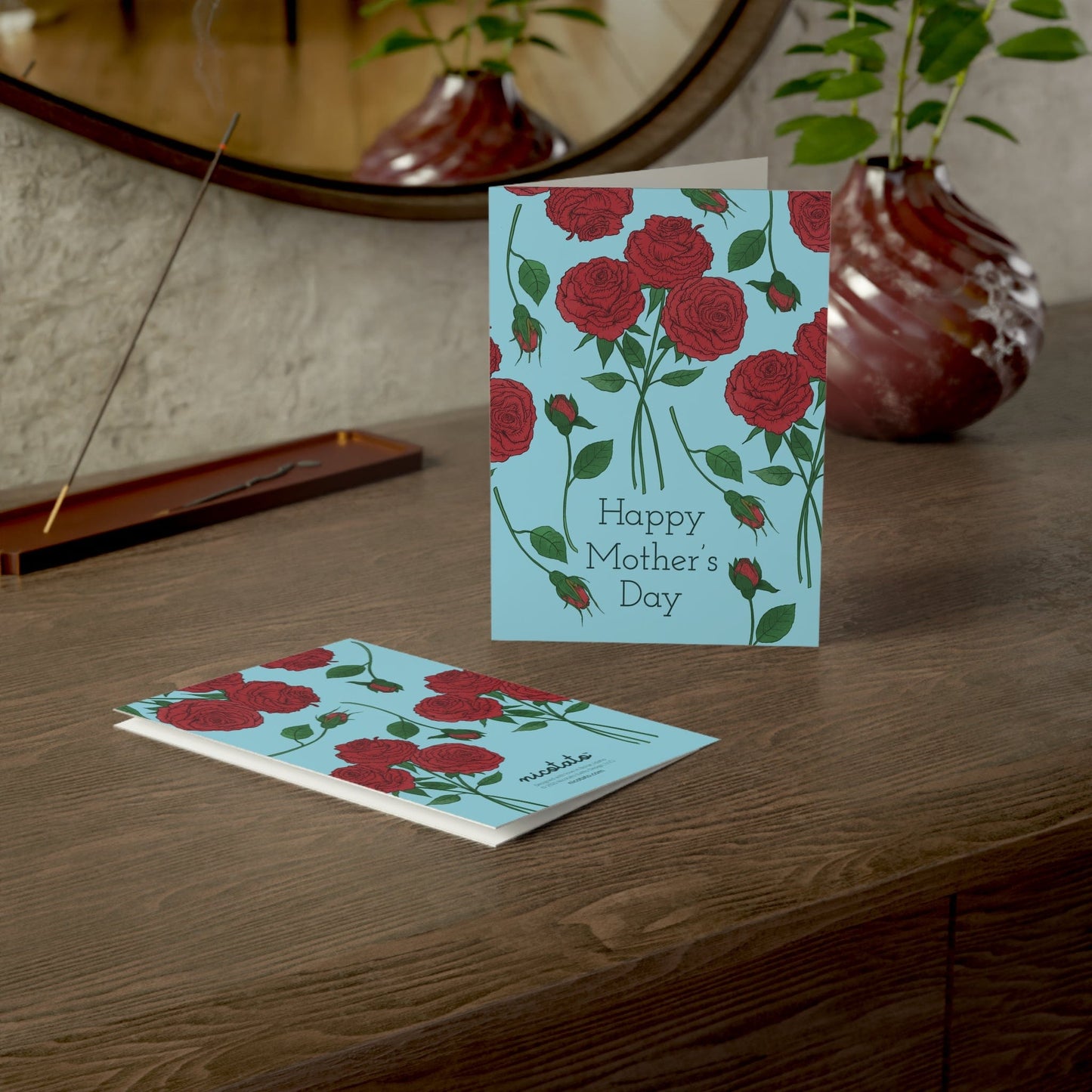 Paper products 5" x 7" (Vertical) / Uncoated / 1 pc Mother's Day Rose Greeting Cards