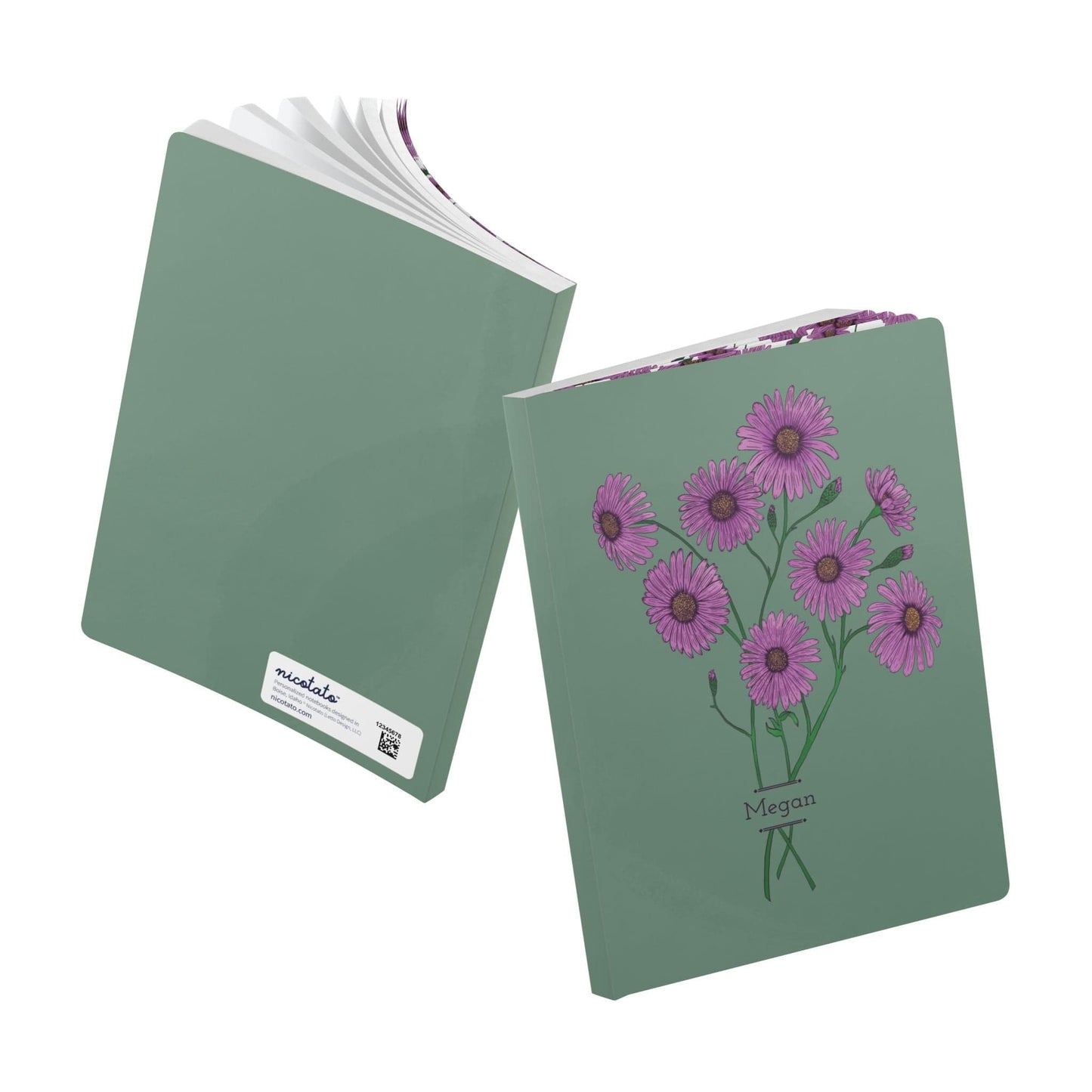 Paper products Aster Flower Journal - September Birth flower - Personalizable Softcover Journal