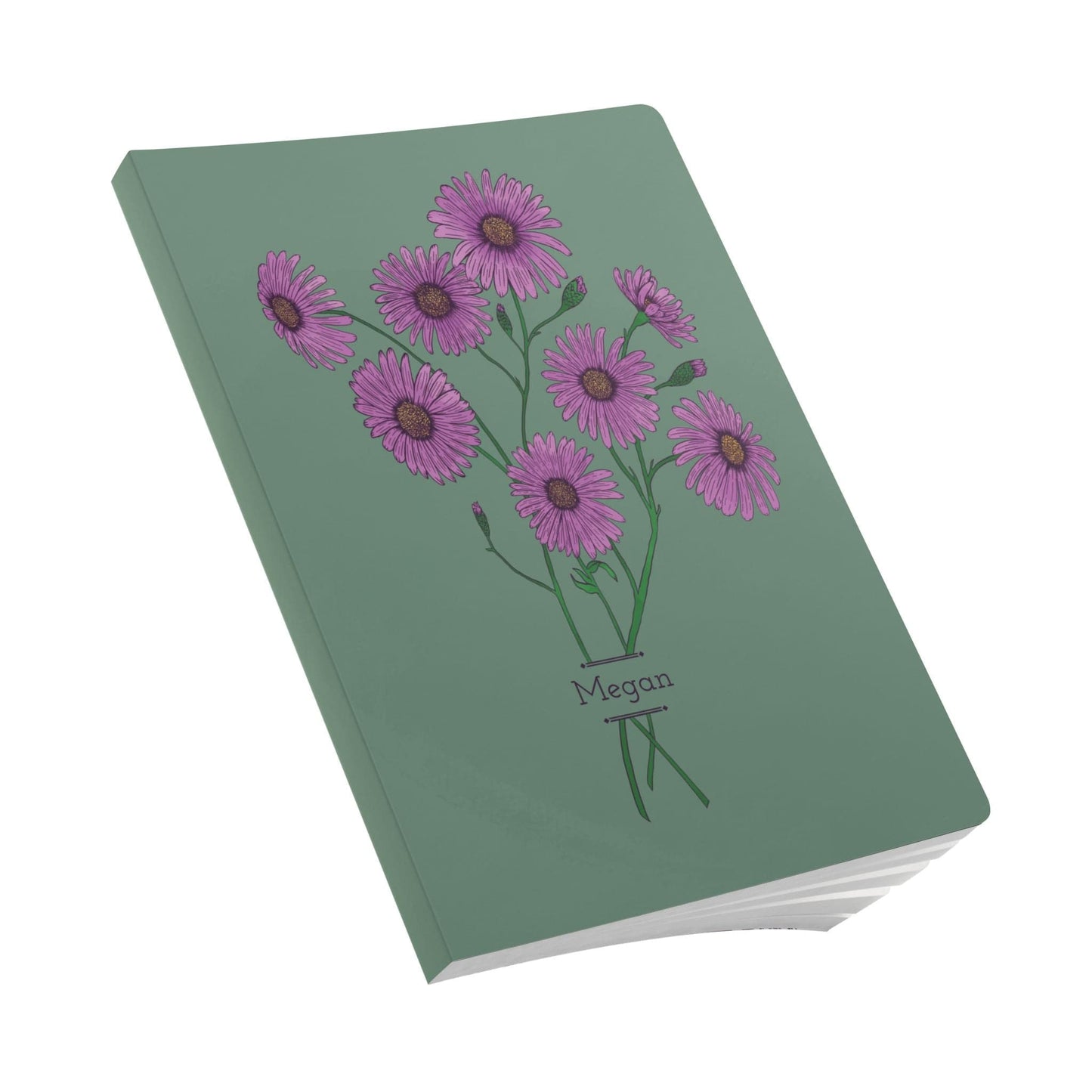 Paper products Aster Flower Journal - September Birth flower - Personalizable Softcover Journal