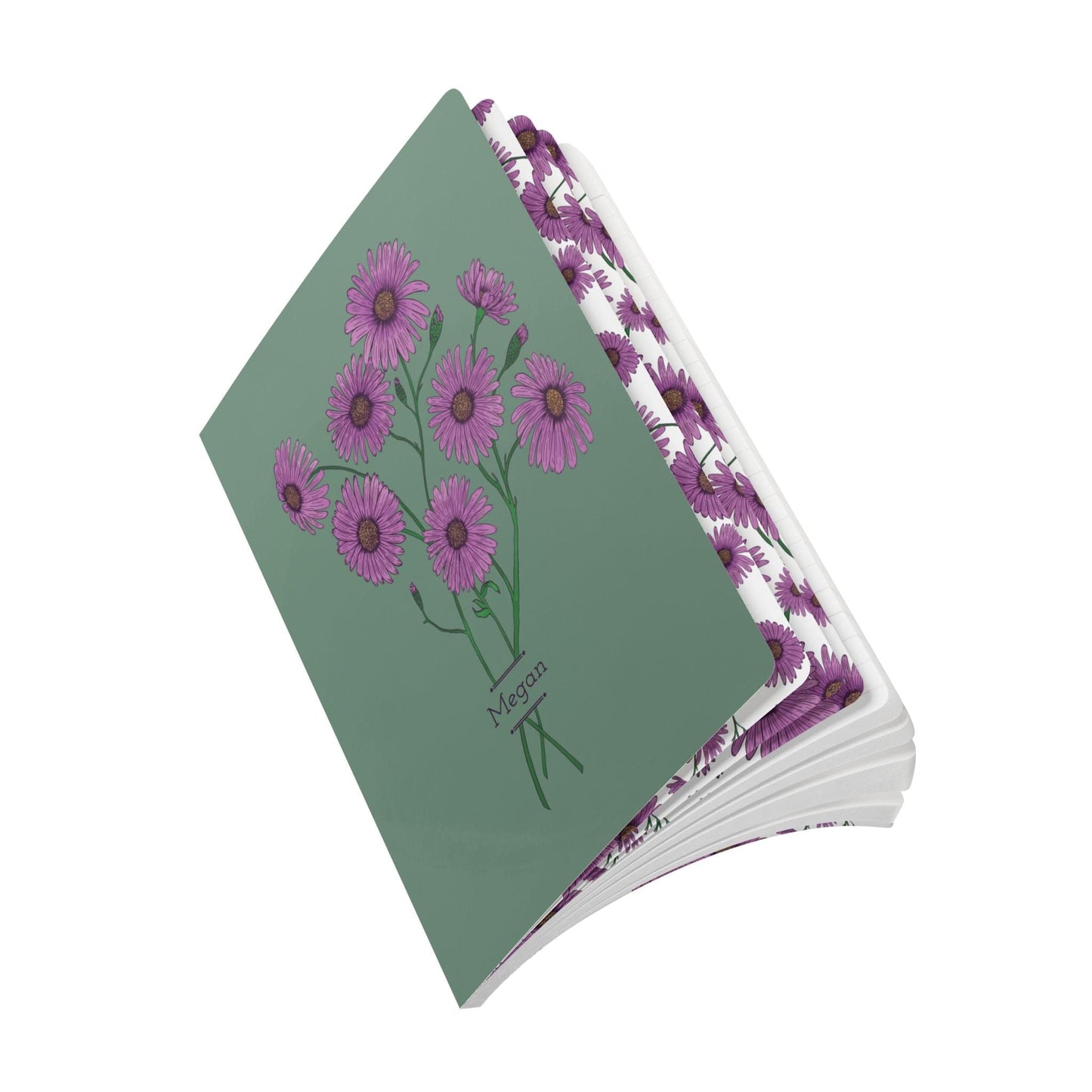 Paper products Aster Flower Journal - September Birth flower - Personalizable Softcover Journal