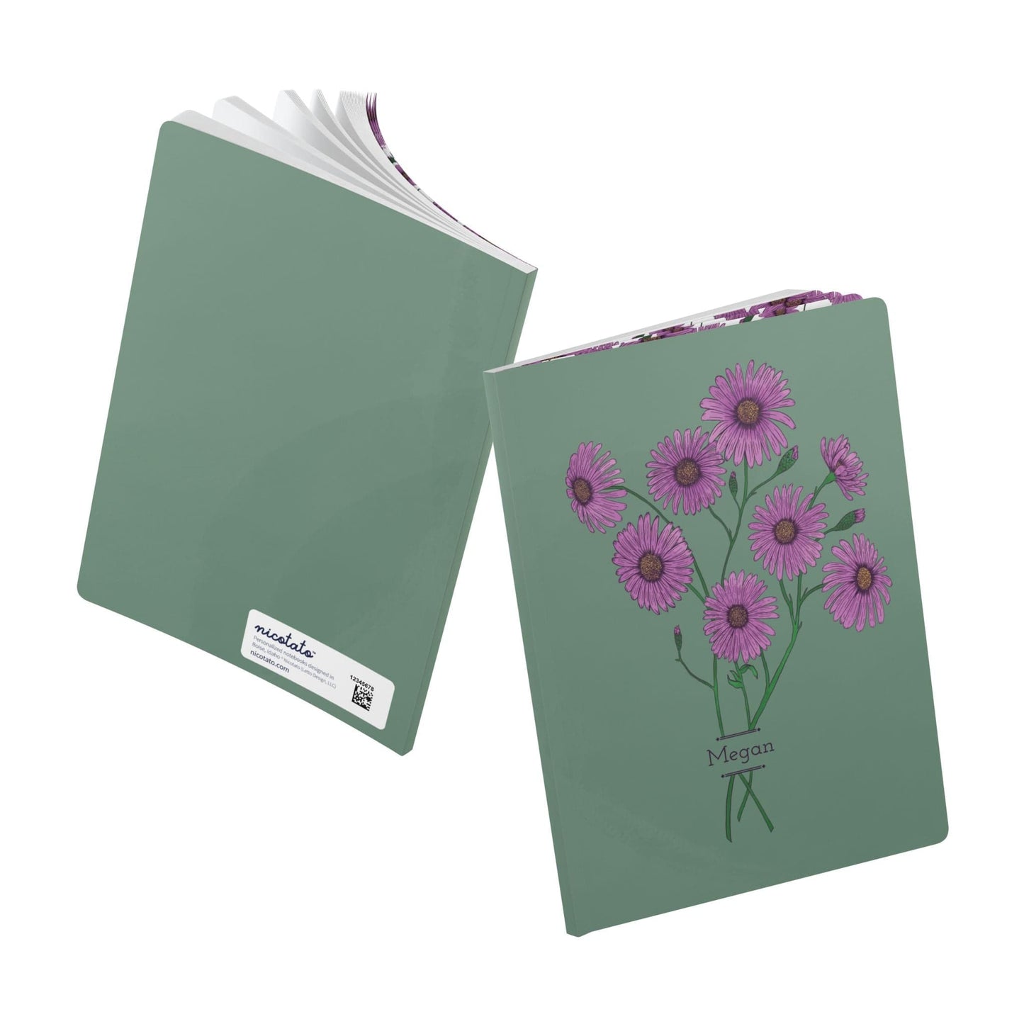 Paper products Aster Flower Journal - September Birth flower - Personalizable Softcover Journal