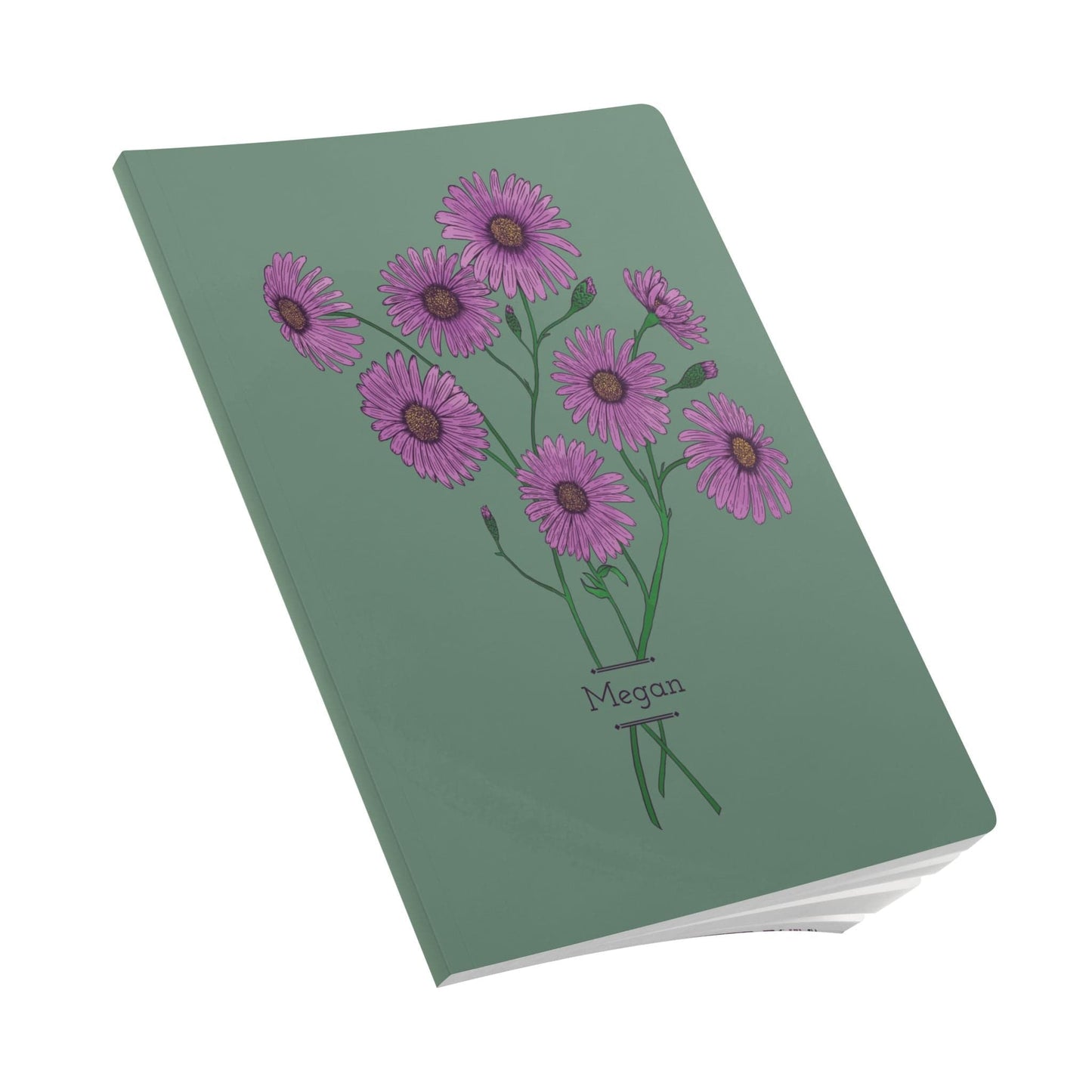Paper products Aster Flower Journal - September Birth flower - Personalizable Softcover Journal