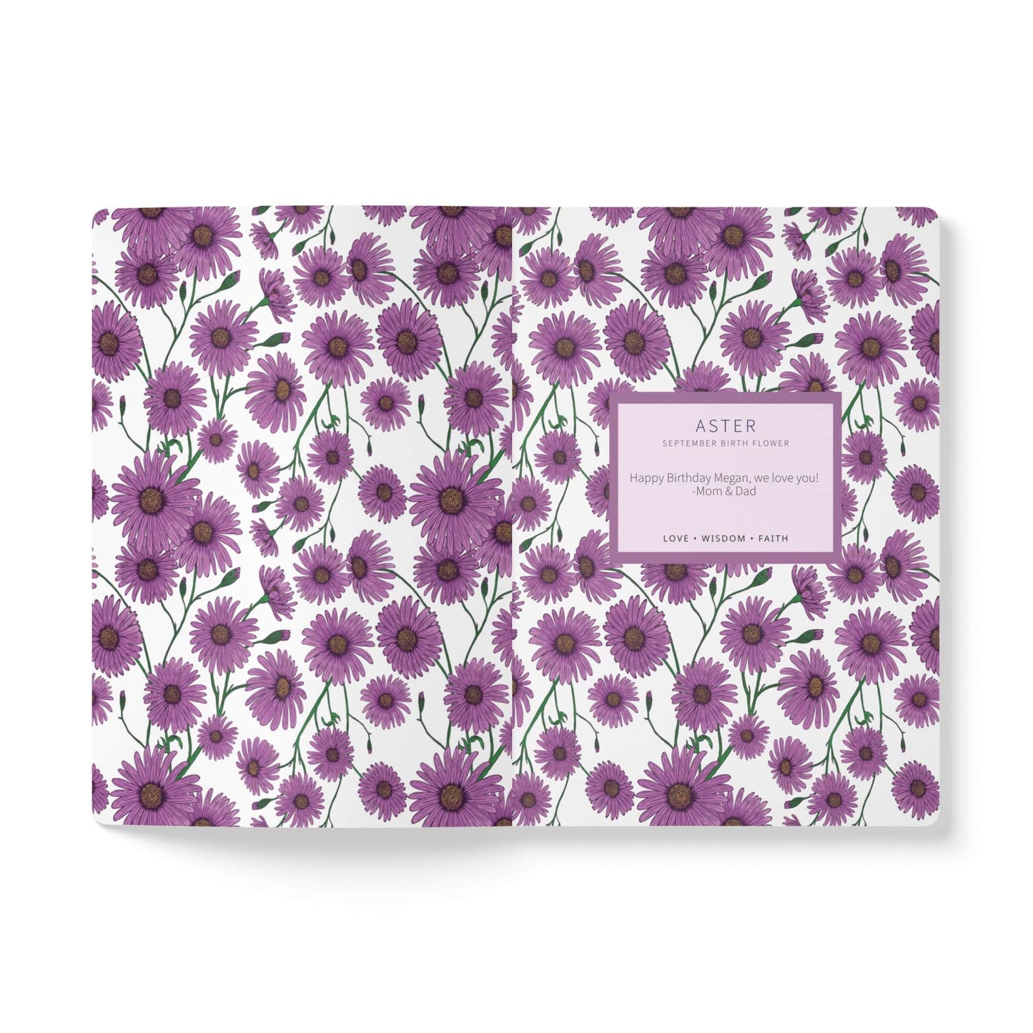 Paper products Aster Flower Journal - September Birth flower - Personalizable Softcover Journal