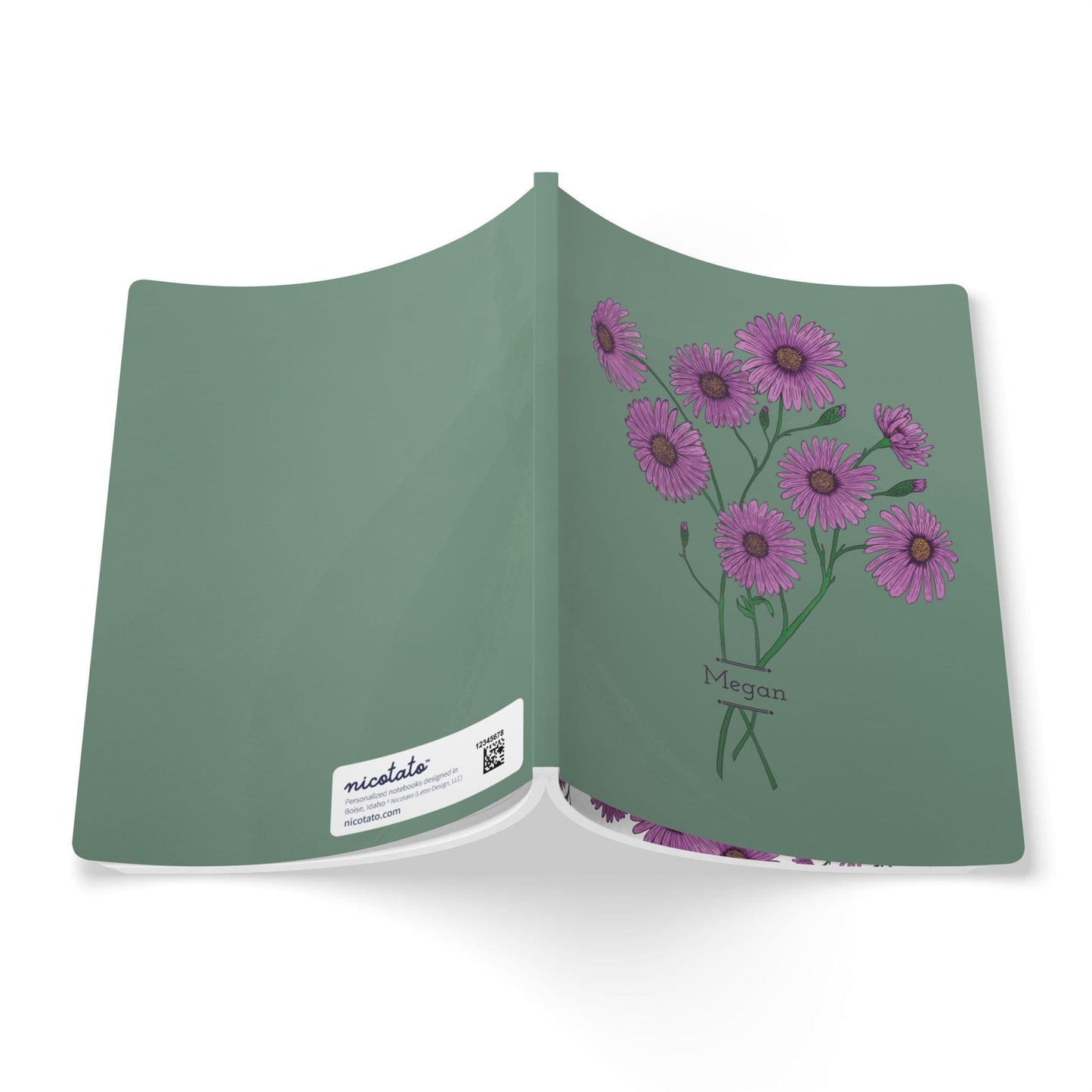 Paper products Aster Flower Journal - September Birth flower - Personalizable Softcover Journal