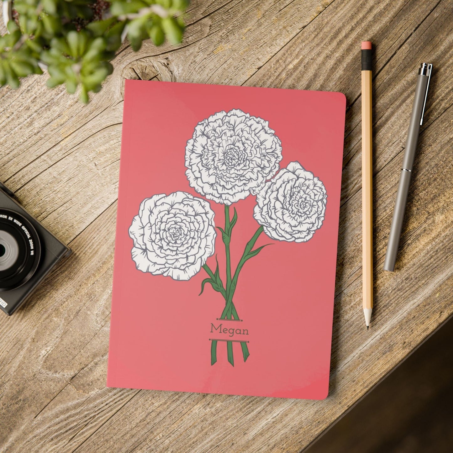Paper products Carnations Journal - January Birth Flower - Personalizable Softcover Journal with Inside Prints