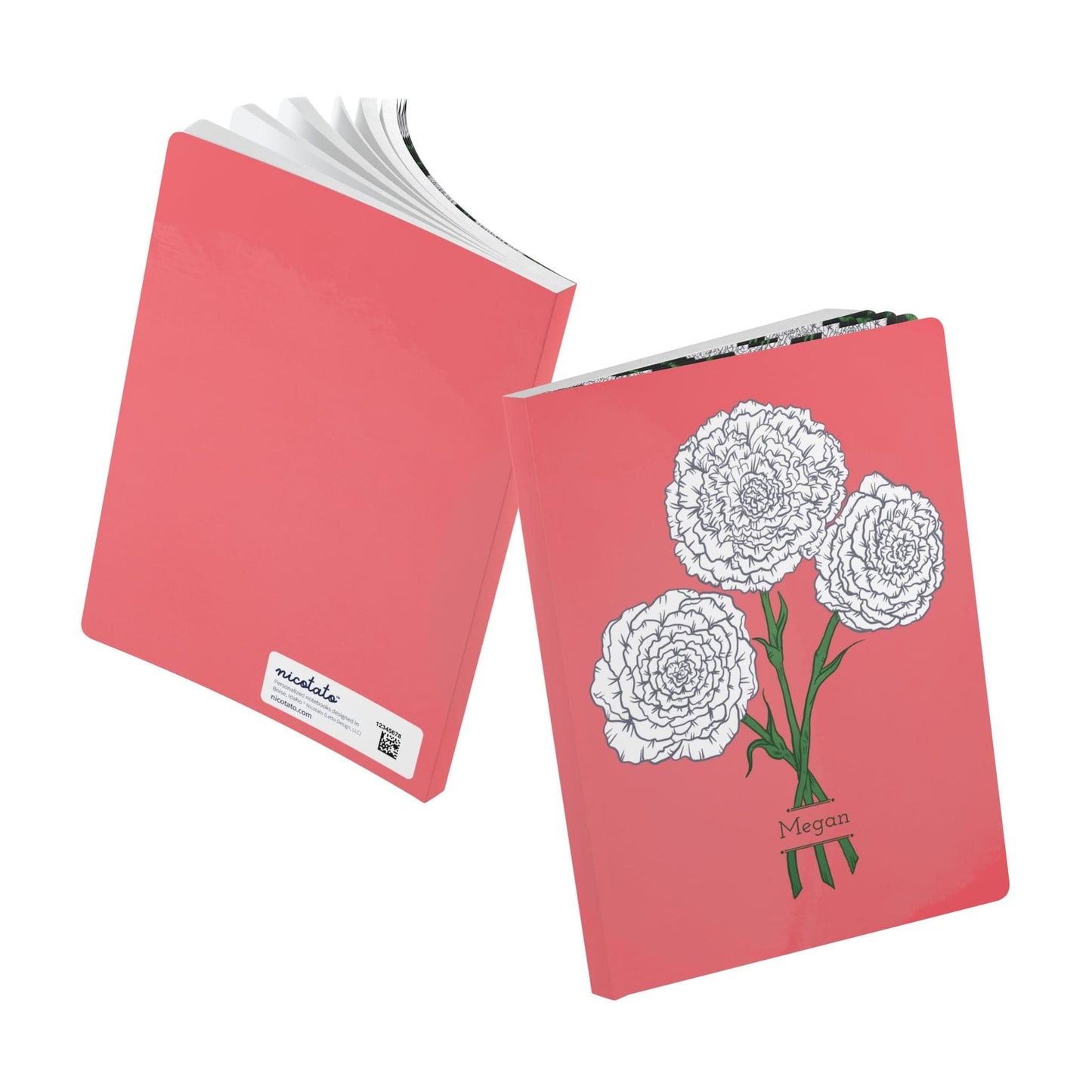 Paper products Carnations Journal - January Birth Flower - Personalizable Softcover Journal with Inside Prints
