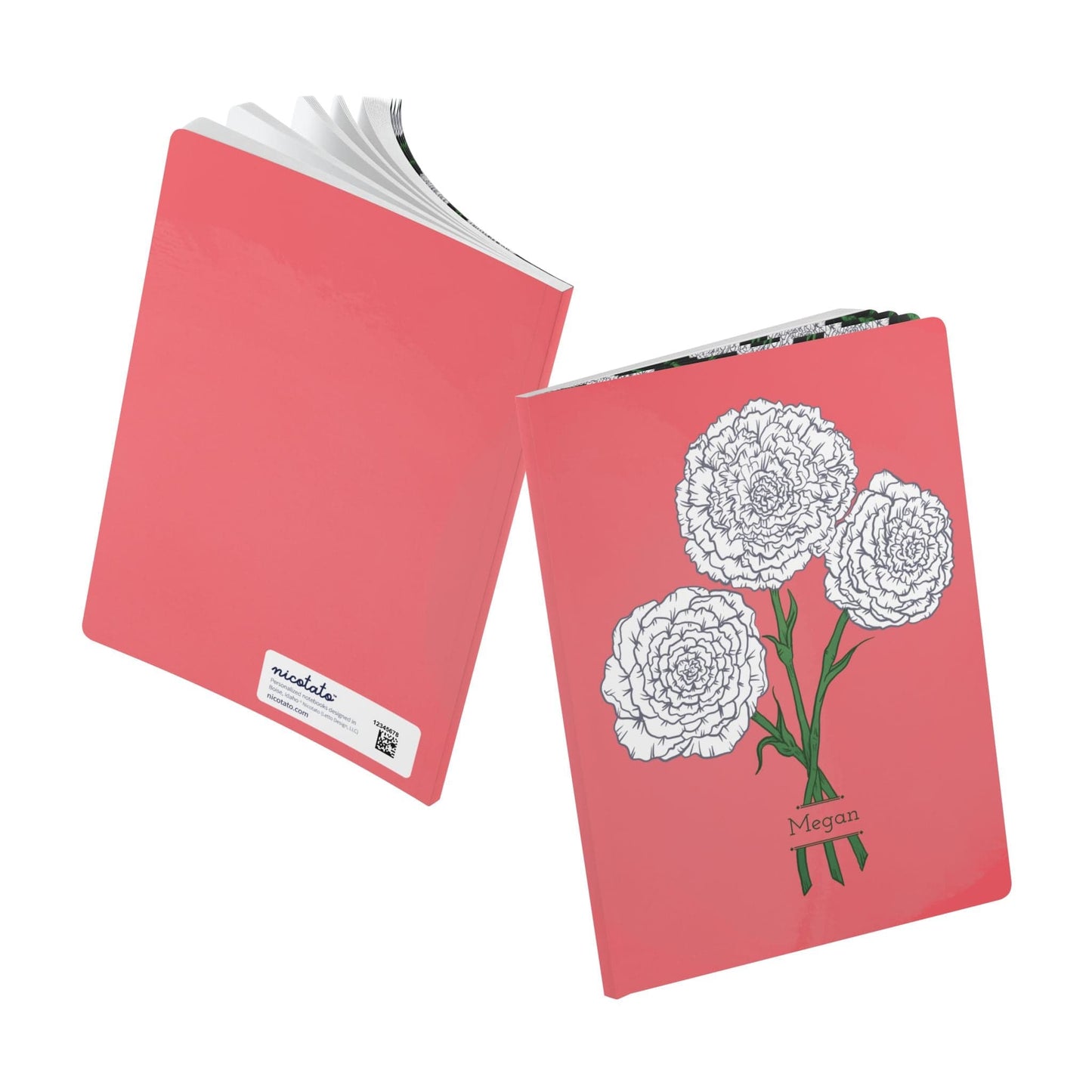 Paper products Carnations Journal - January Birth Flower - Personalizable Softcover Journal with Inside Prints