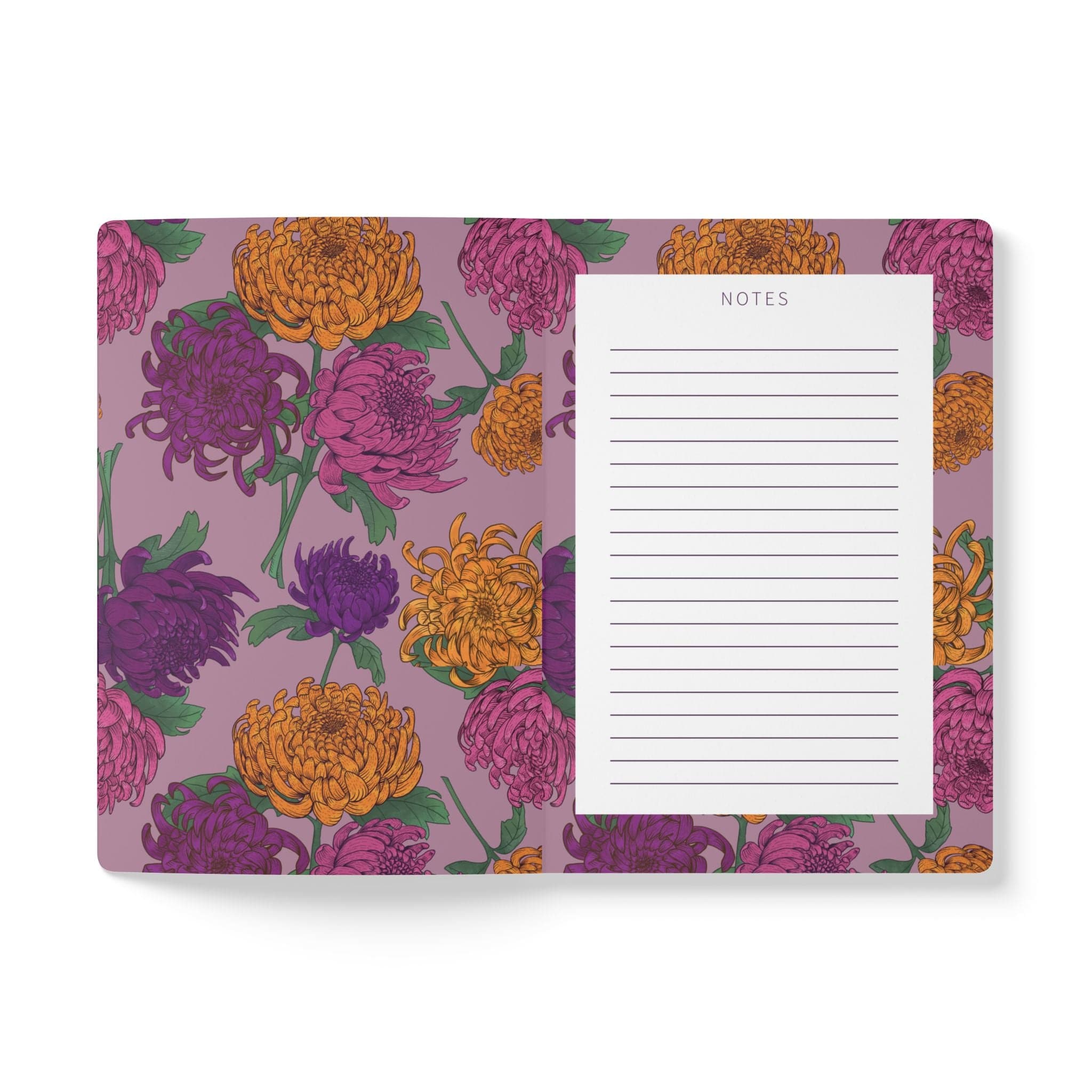 Paper products Chrysanthemum Flower Journal - November Birth flower - Personalizable Softcover Journal