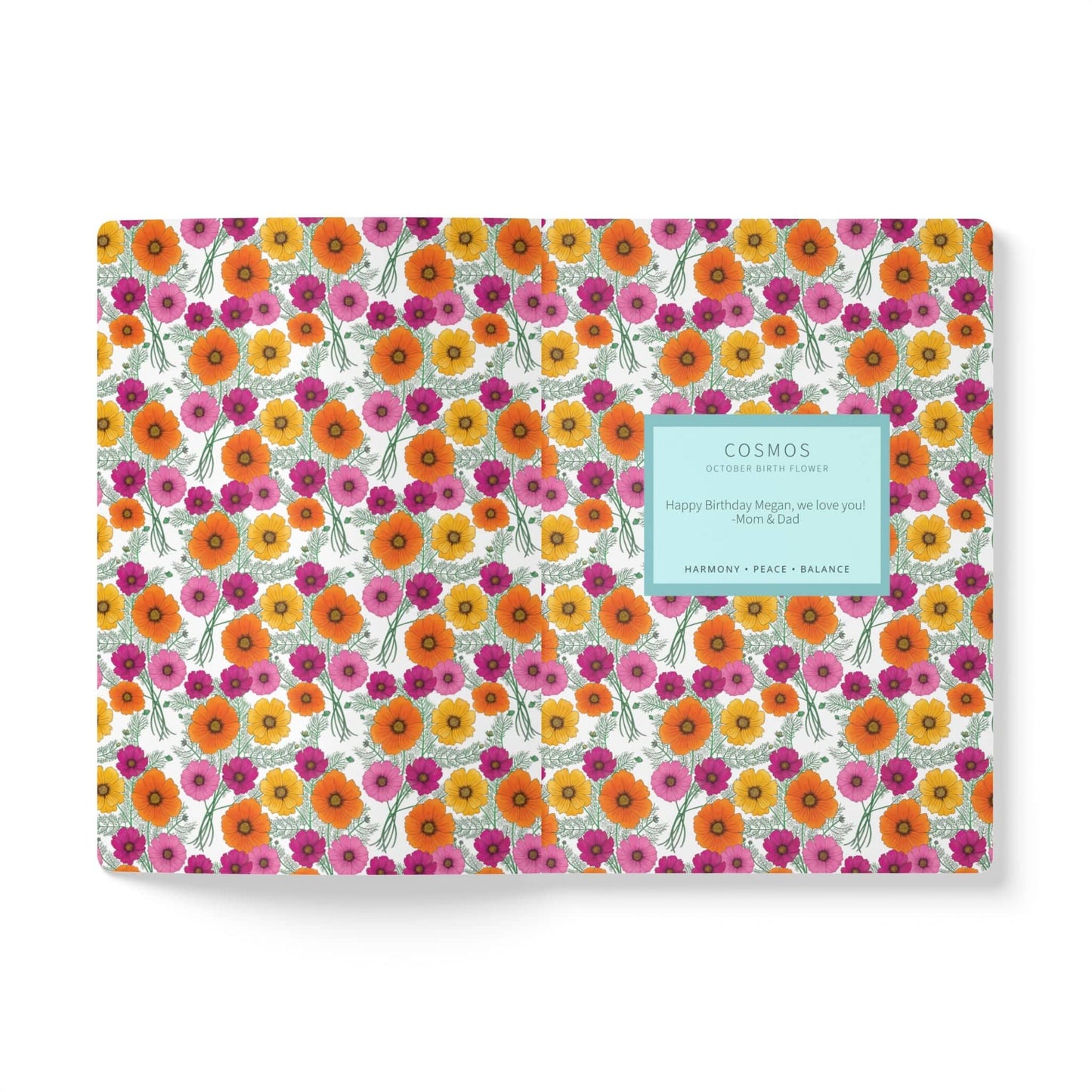 Paper products Cosmo Flower Journal - October Birth flower - Personalizable Softcover Journal