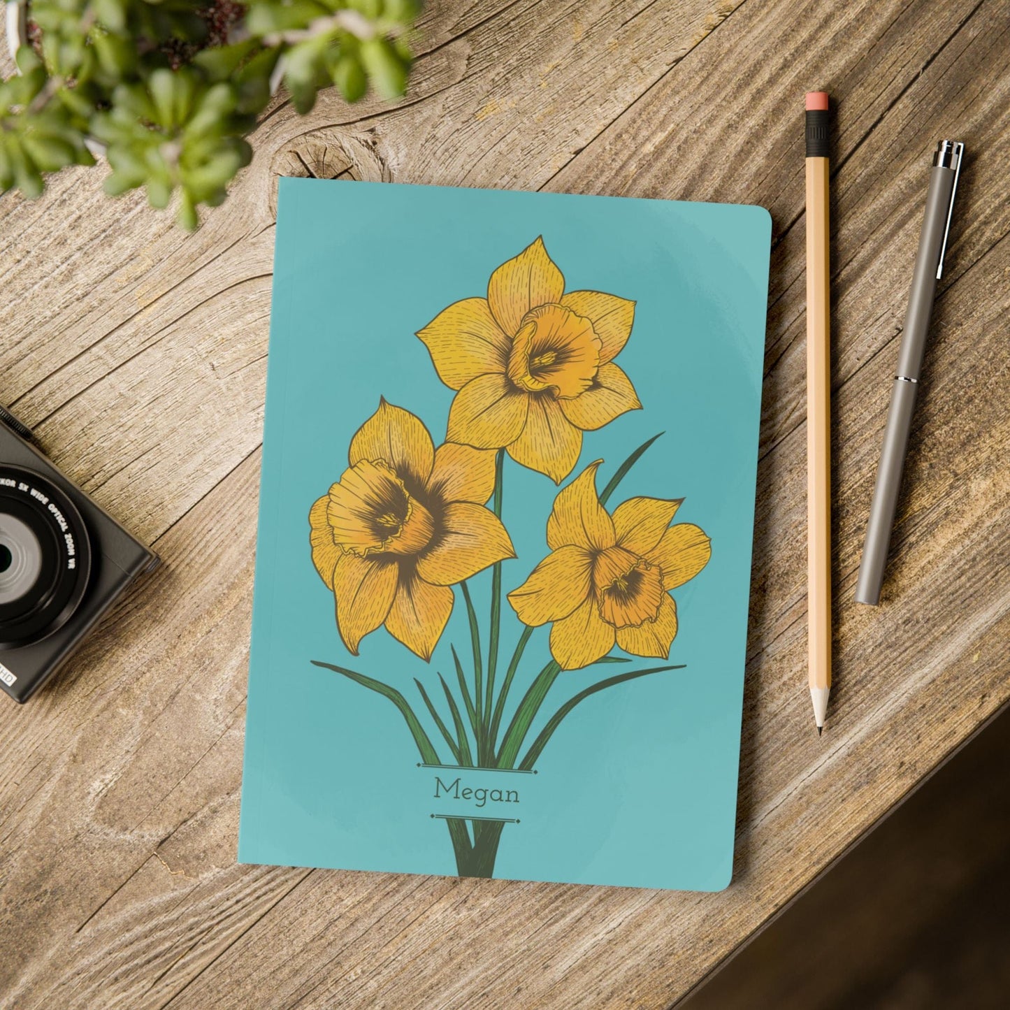 Paper products Daffodil Flower Journal - March Birth flower - Personalizable Softcover Journal
