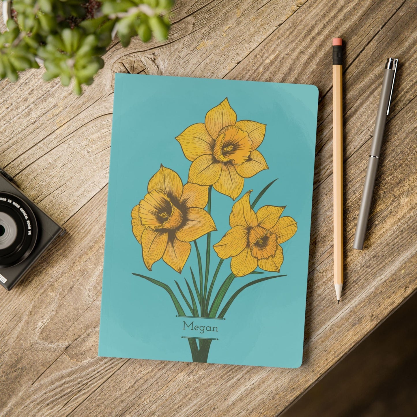 Paper products Daffodil Flower Journal - March Birth flower - Personalizable Softcover Journal
