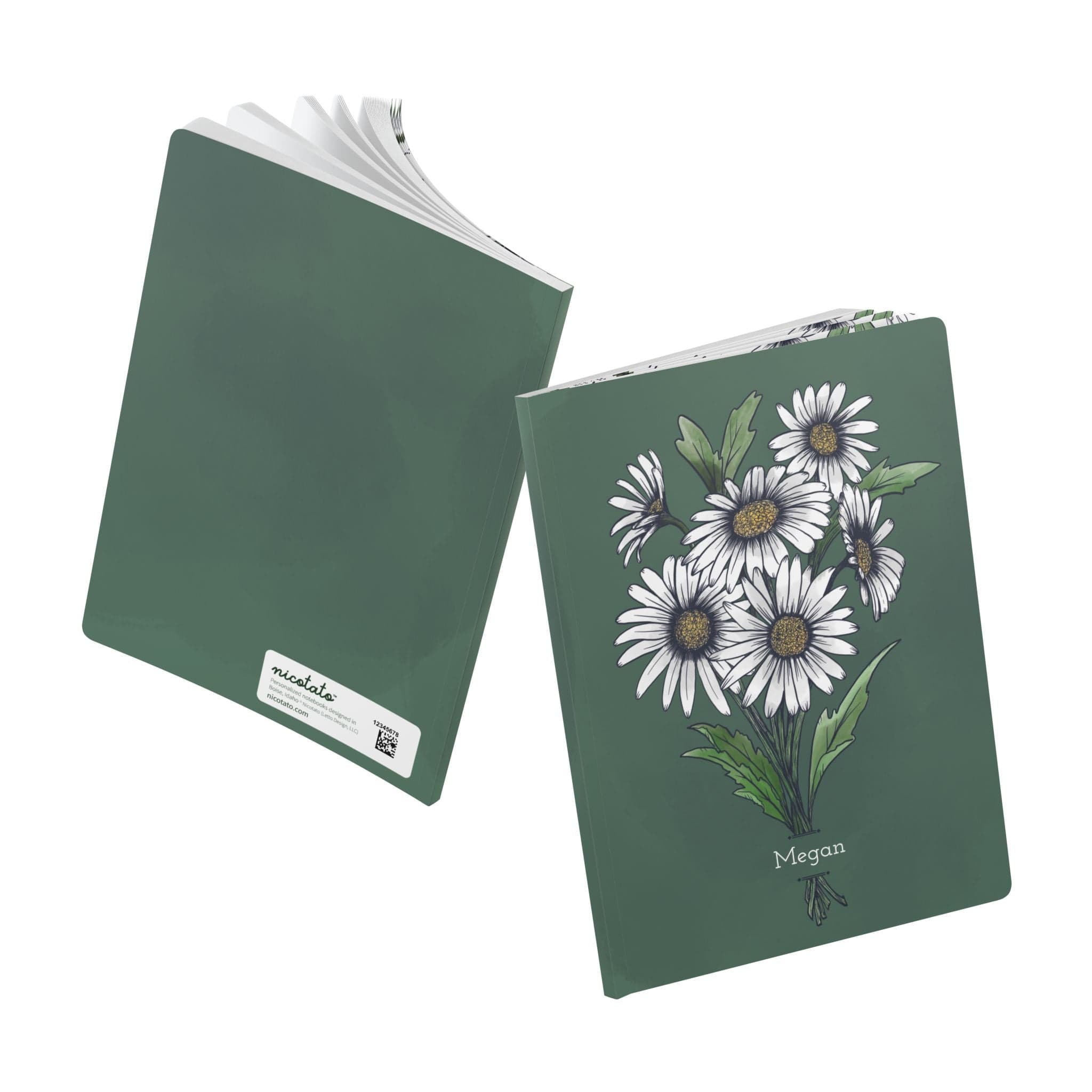 Paper products Daisy Flower Journal - April Birth flower - Personalizable Softcover Journal