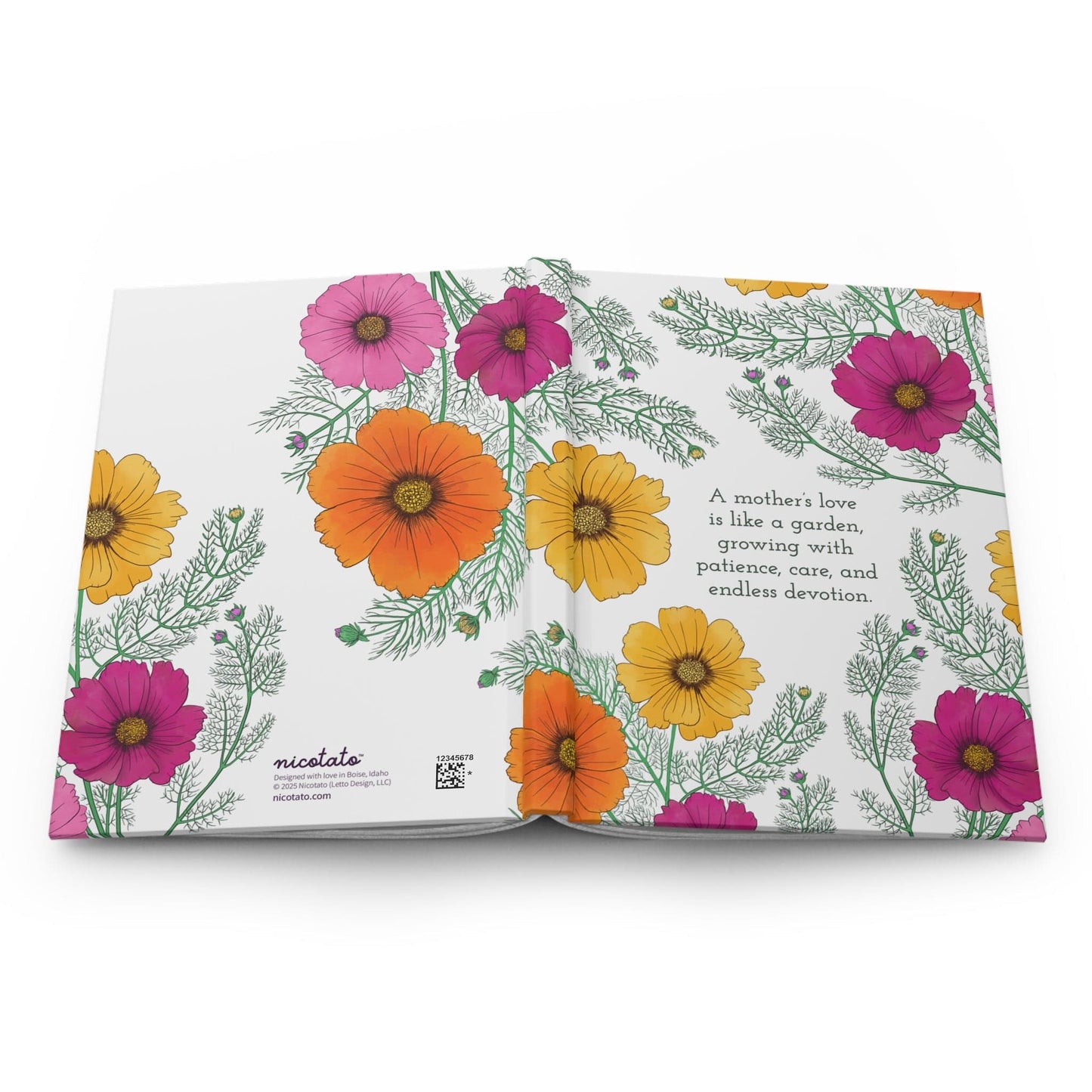 Paper products Journal A Mother's Love Journal Featuring Hand-Drawn Cosmo Flowers – Hardcover Matte