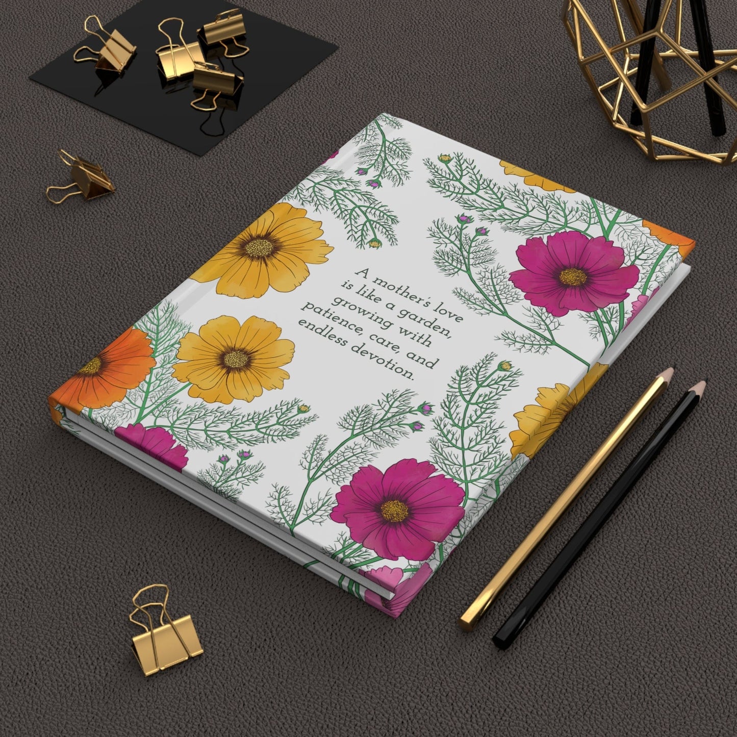 Paper products Journal A Mother's Love Journal Featuring Hand-Drawn Cosmo Flowers – Hardcover Matte