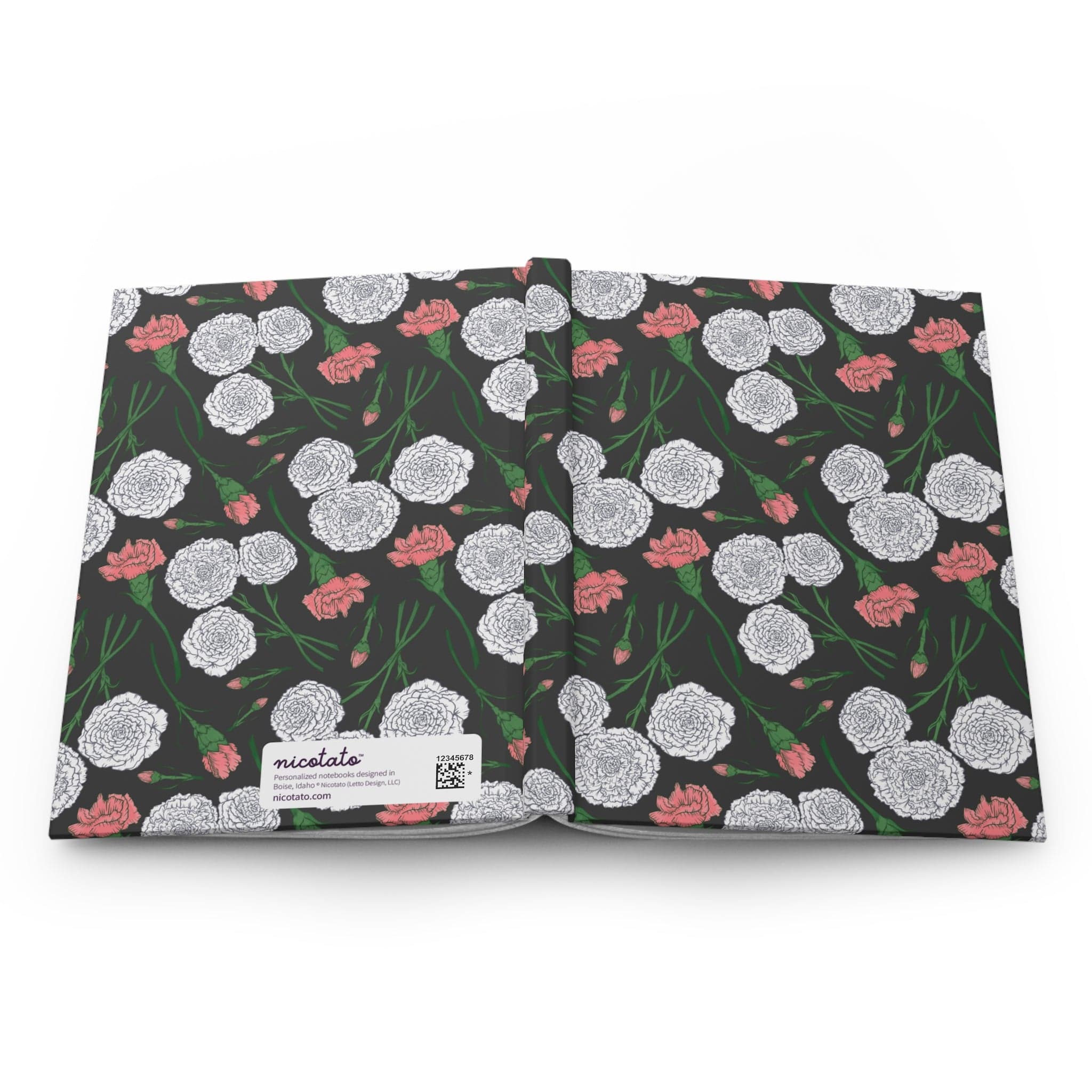 Paper products Journal Carnations Flower Pattern Journal - Hardcover Matte