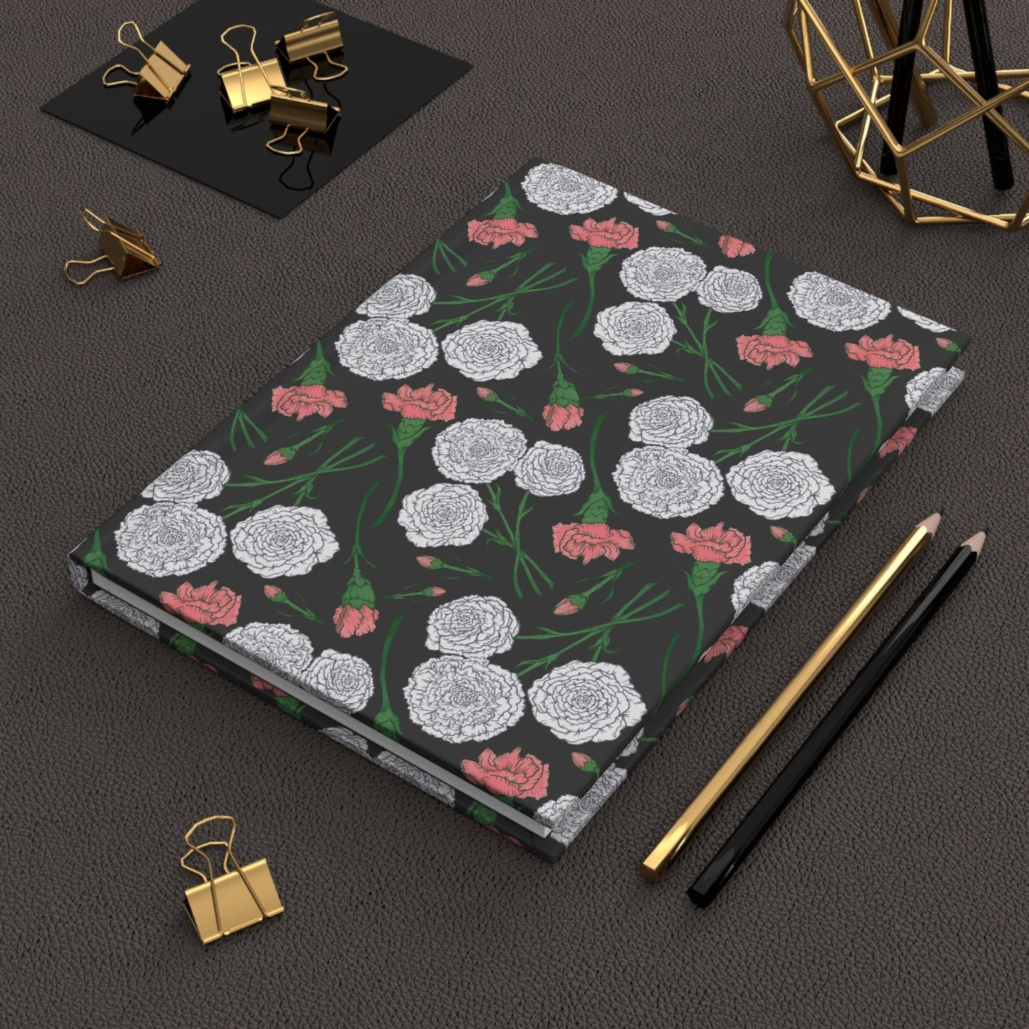 Paper products Journal Carnations Flower Pattern Journal - Hardcover Matte