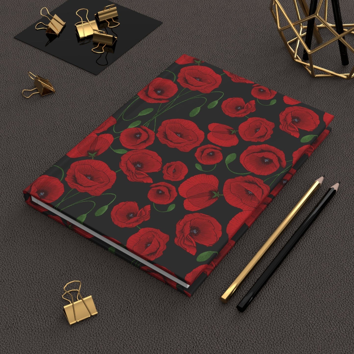 Paper products Journal Poppy Flower Pattern Hardcover Journal