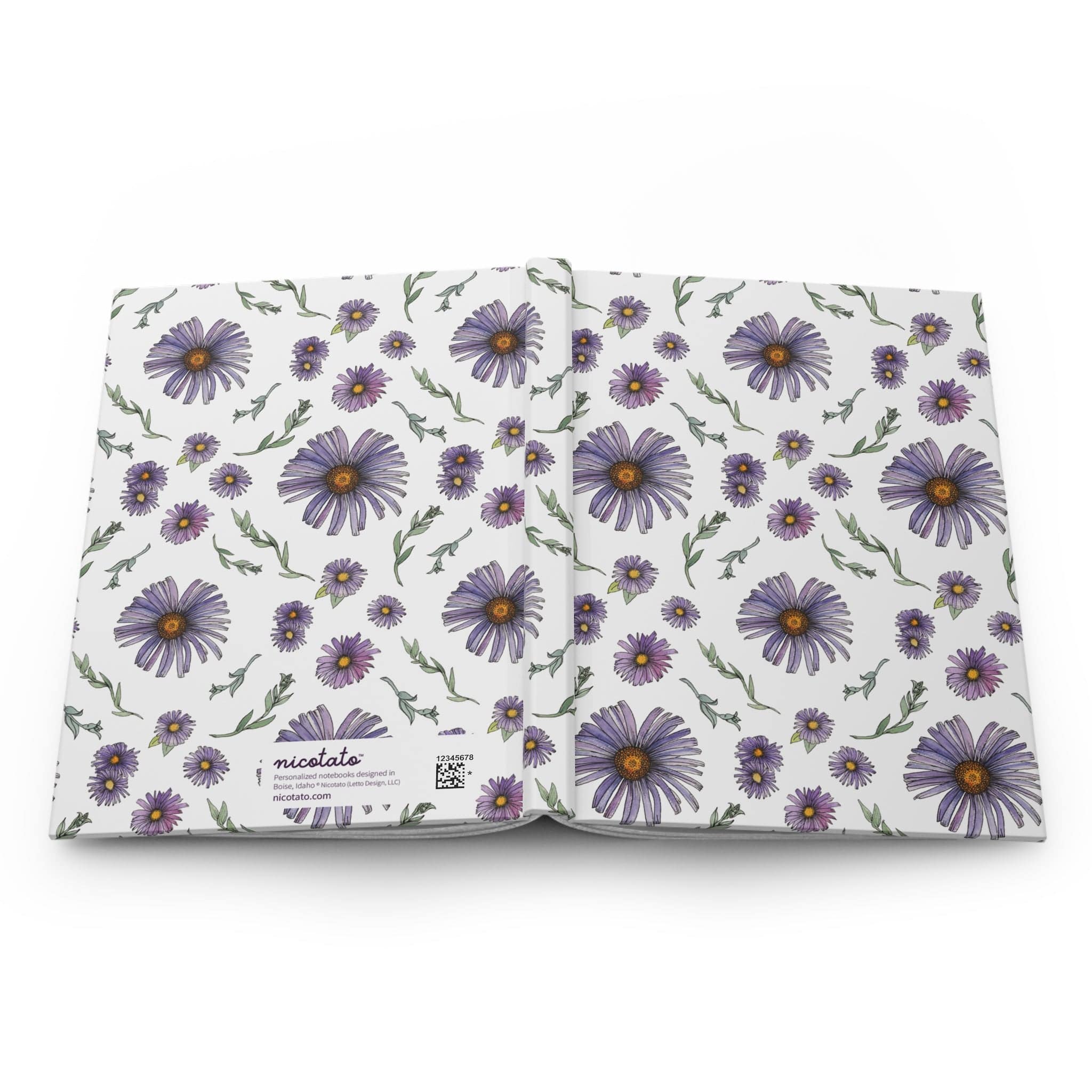 Paper products Journal Purple Wildflower Journal Hardcover Matte – Hand-Drawn Floral Pattern