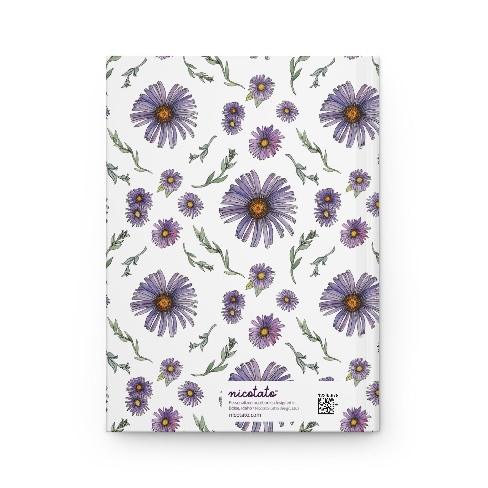 Paper products Journal Purple Wildflower Journal Hardcover Matte – Hand-Drawn Floral Pattern