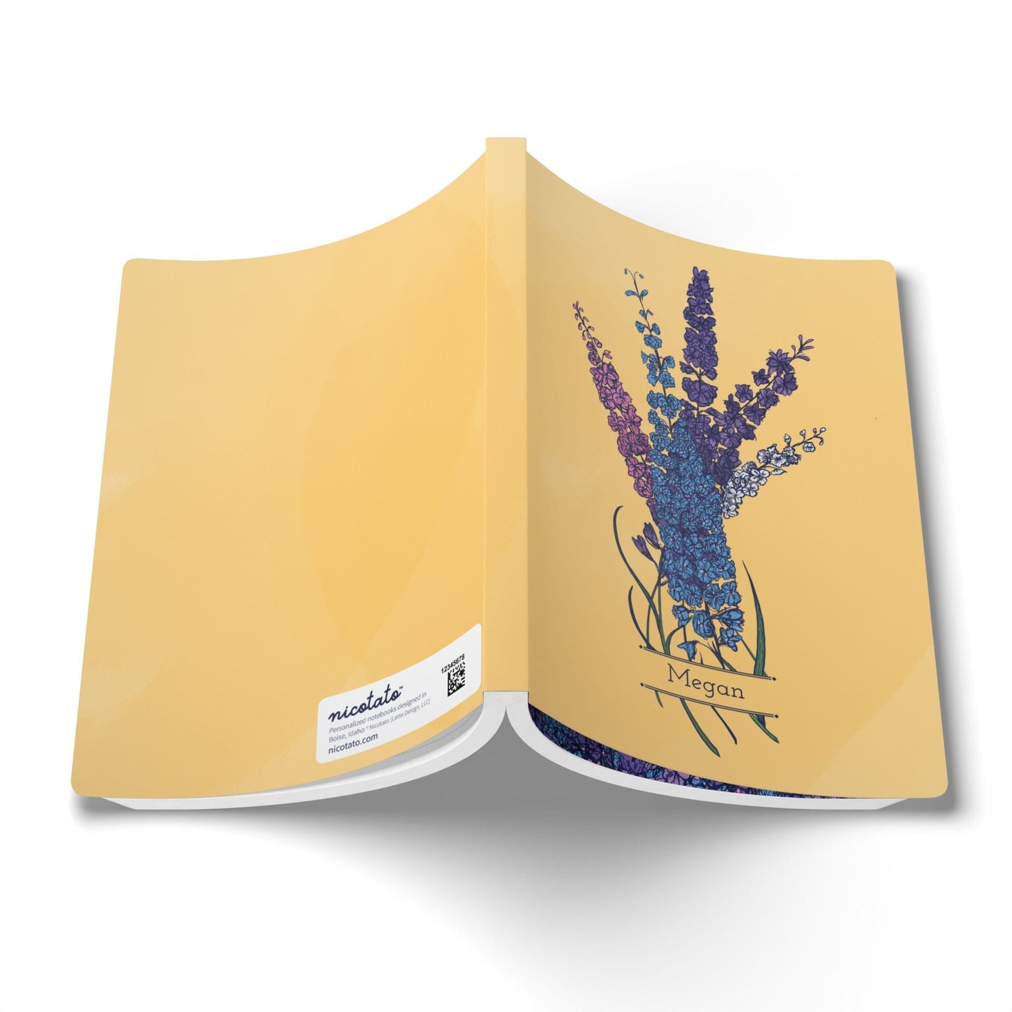 Paper products Larkspur Flower Journal - July Birth flower - Personalizable Softcover Journal