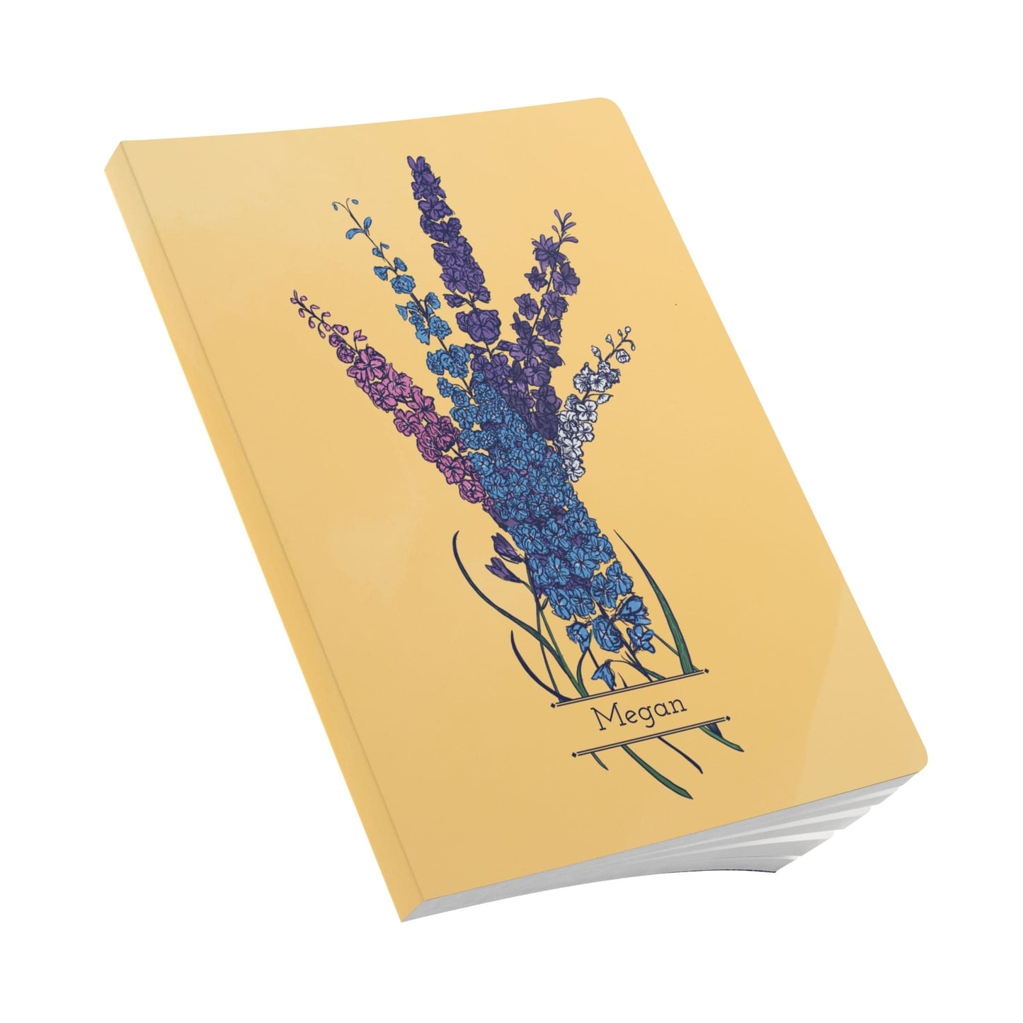 Paper products Larkspur Flower Journal - July Birth flower - Personalizable Softcover Journal