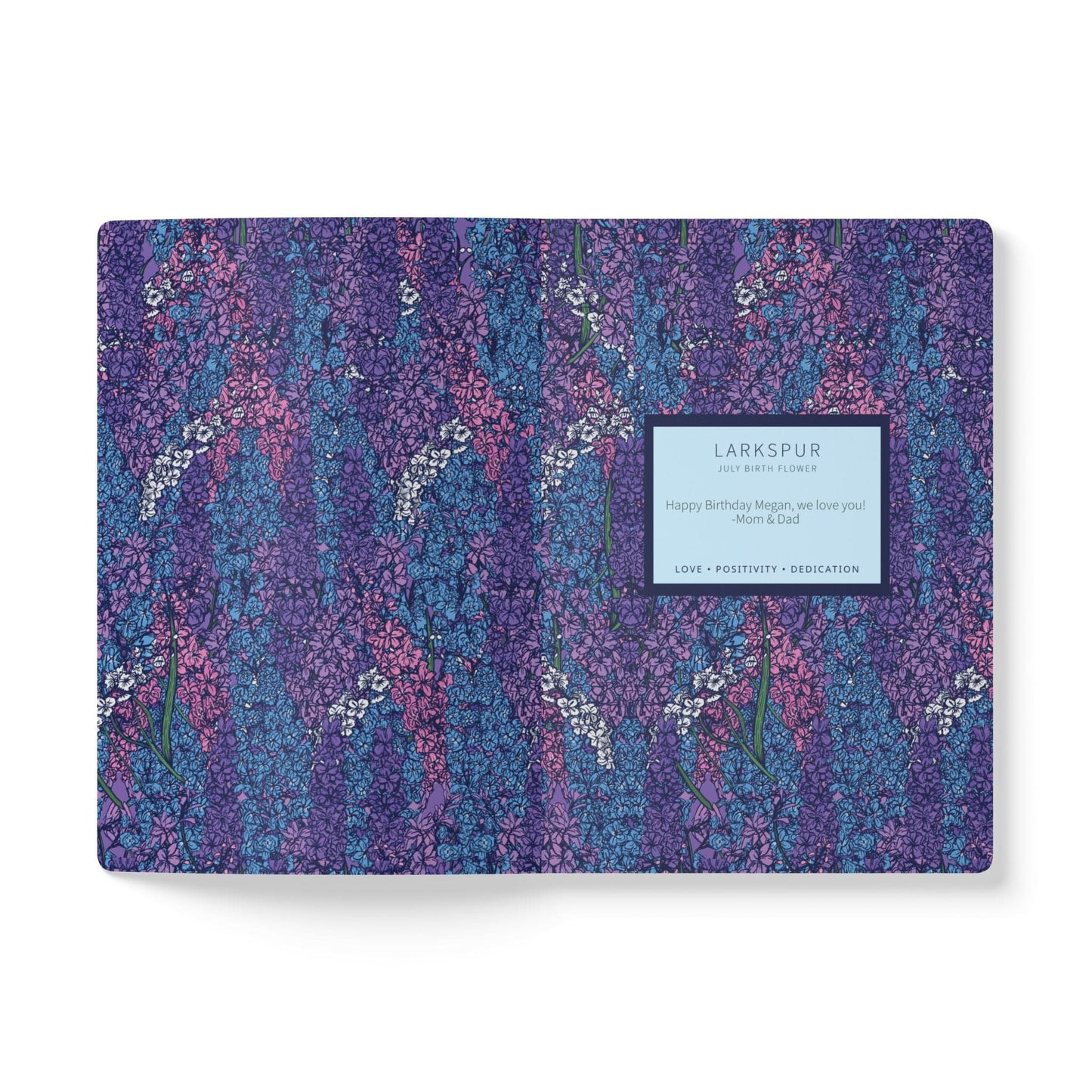 Paper products Larkspur Flower Journal - July Birth flower - Personalizable Softcover Journal