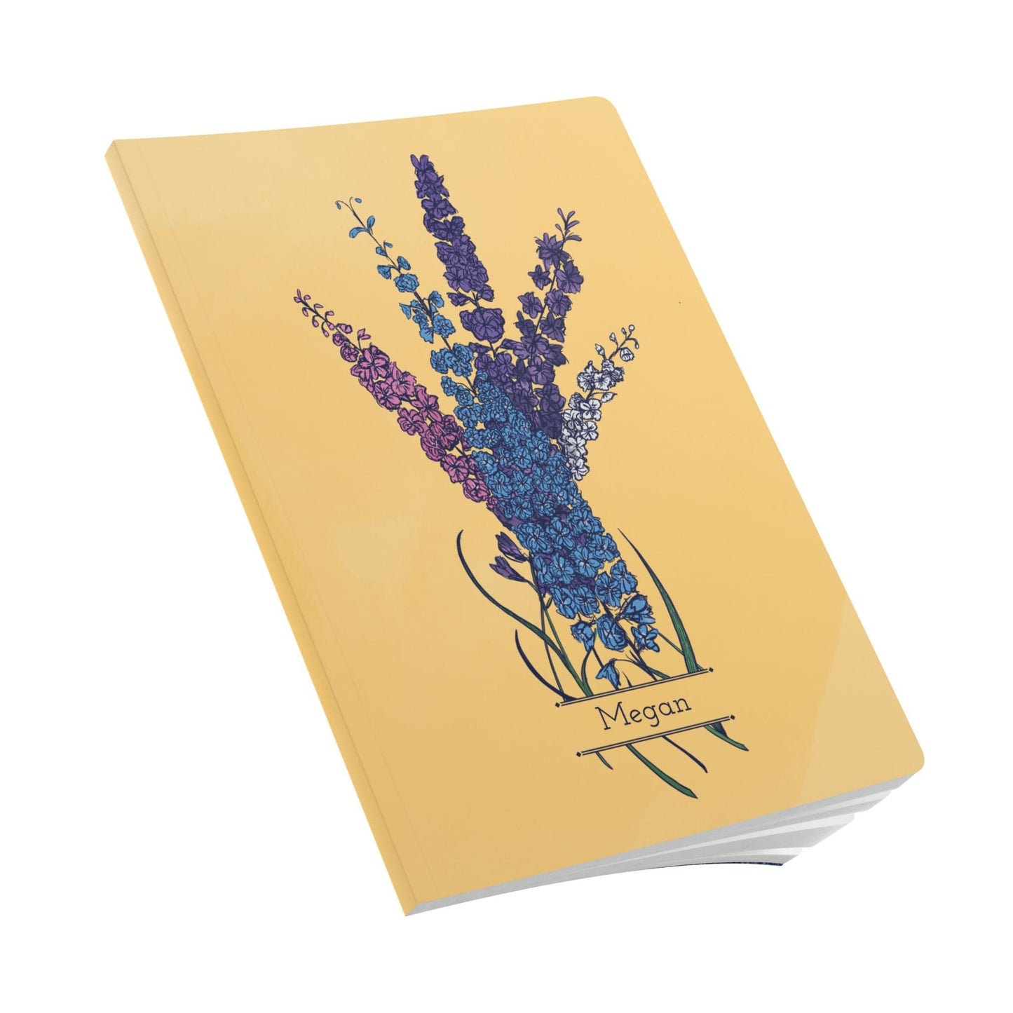 Paper products Larkspur Flower Journal - July Birth flower - Personalizable Softcover Journal