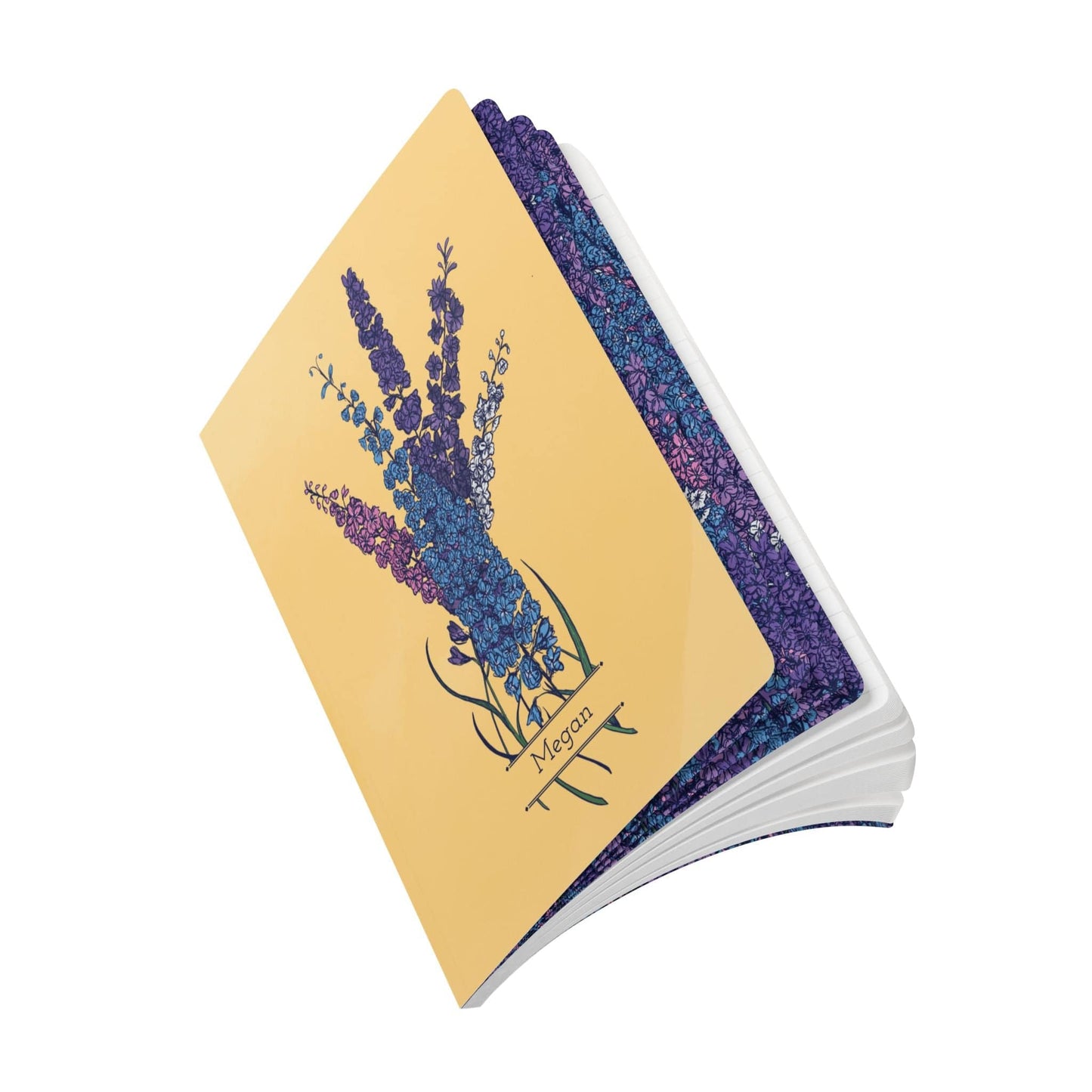 Paper products Larkspur Flower Journal - July Birth flower - Personalizable Softcover Journal