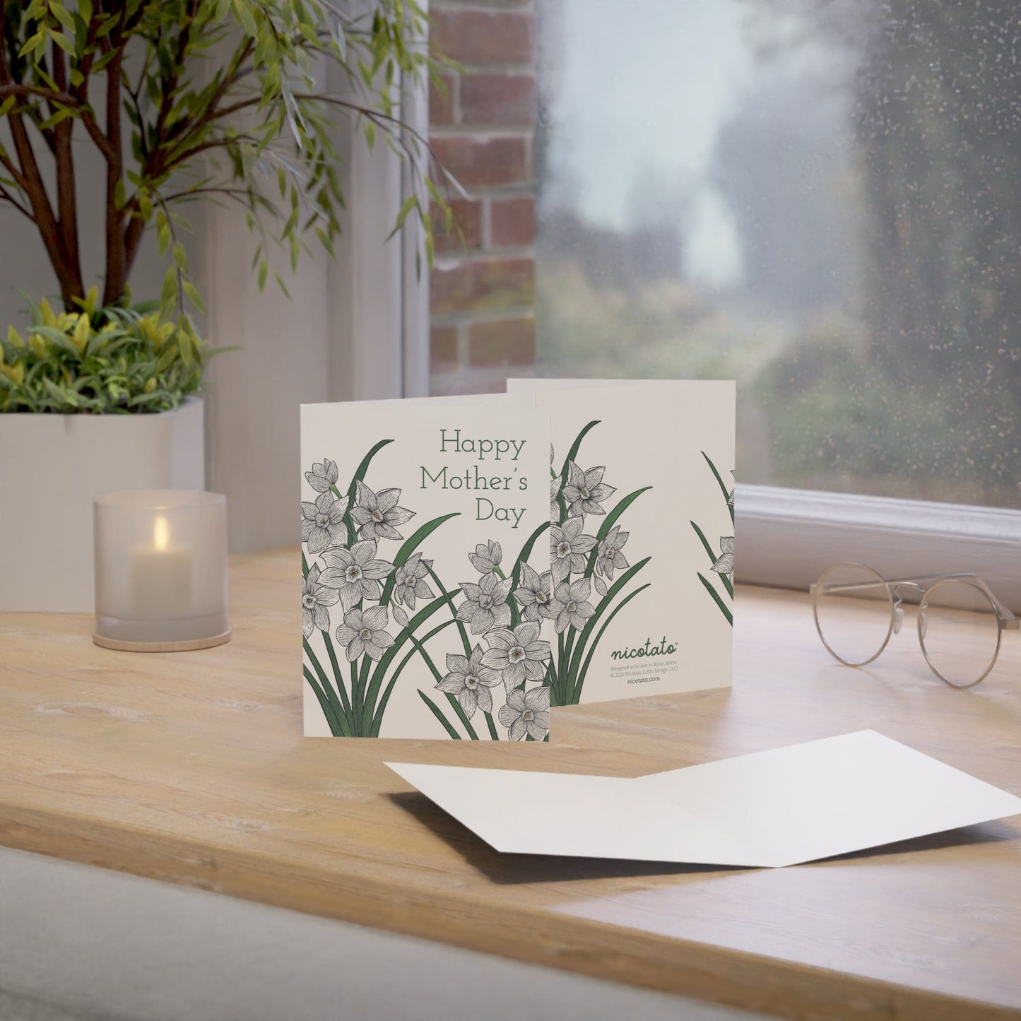Paper products Mother's Day Paperwhite Flower Greeting Cards