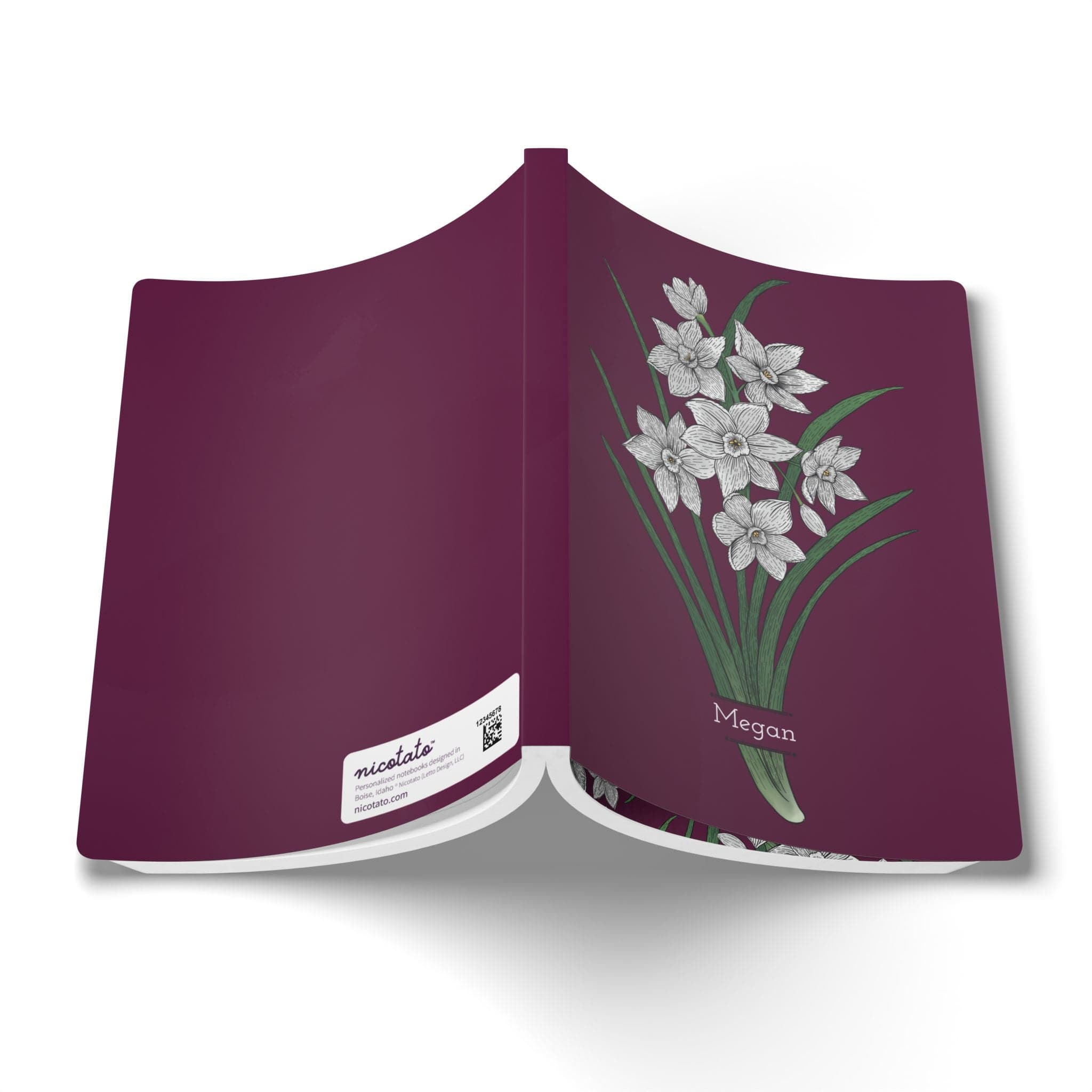 Paper products Paperwhite Flower Journal - December Birth flower - Personalizable Softcover Journal