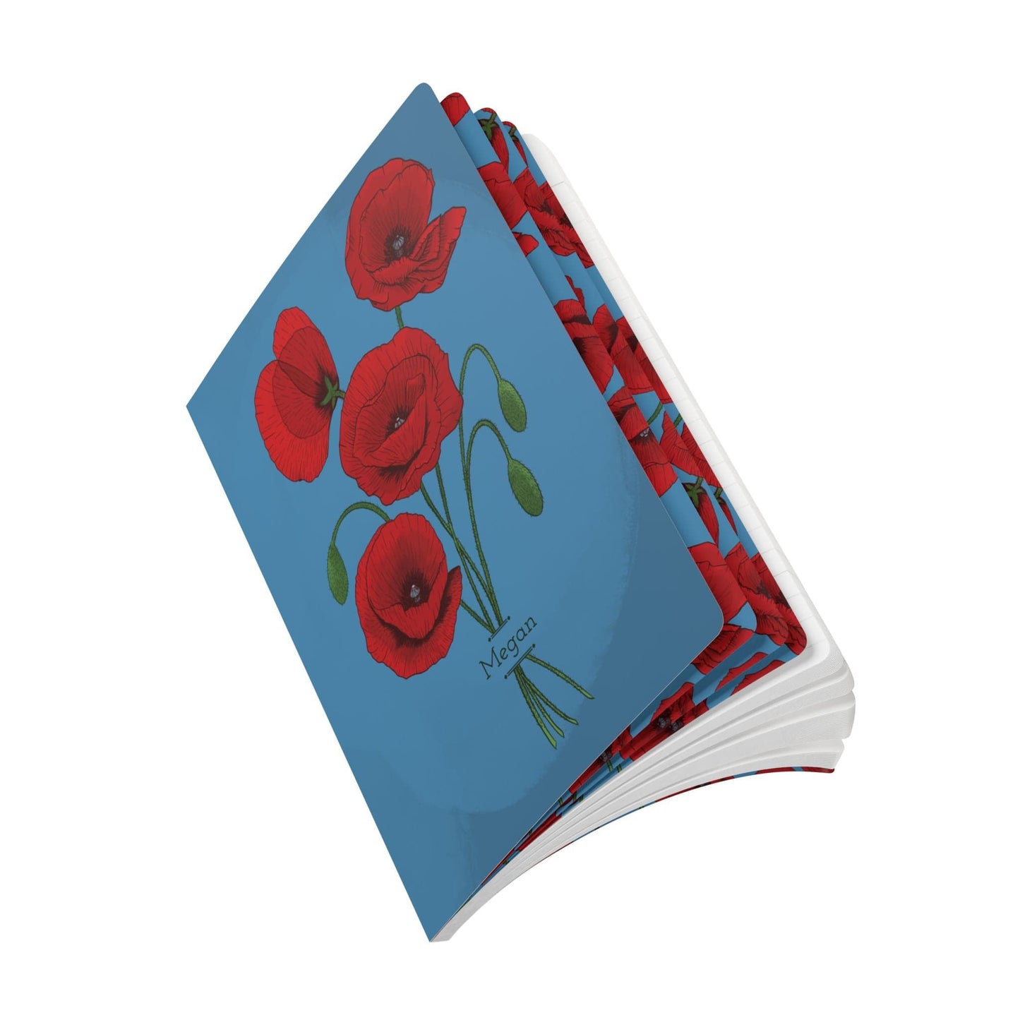 Paper products Poppy Flower Journal - August Birth flower - Personalizable Softcover Journal
