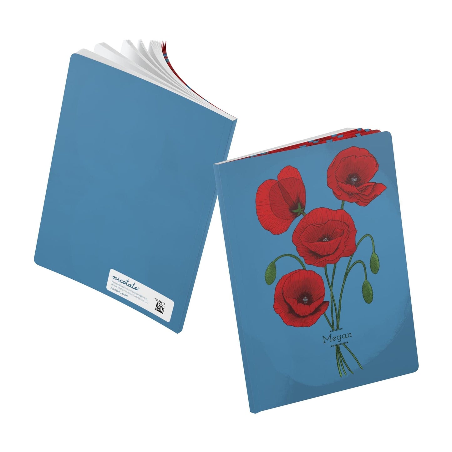 Paper products Poppy Flower Journal - August Birth flower - Personalizable Softcover Journal