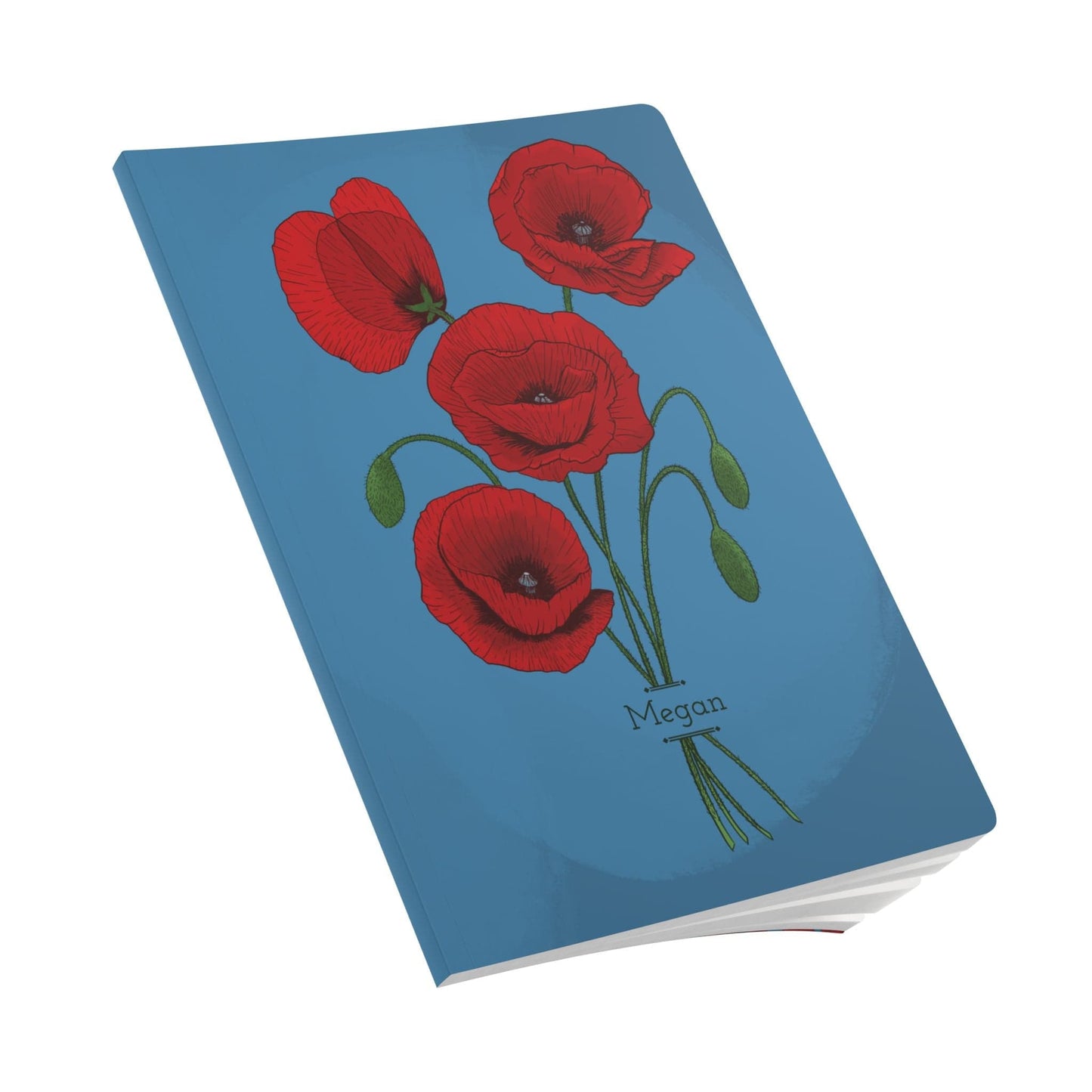 Paper products Poppy Flower Journal - August Birth flower - Personalizable Softcover Journal